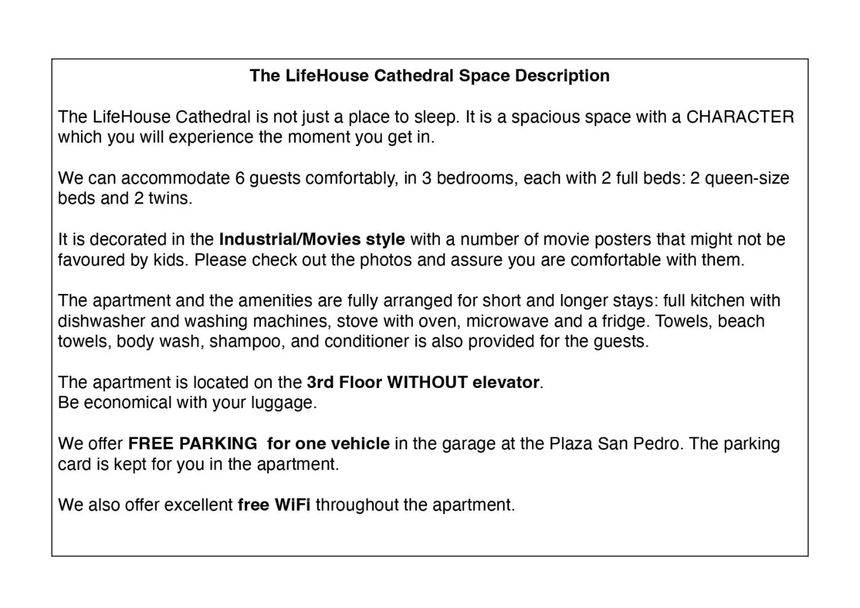 LifeHouse Cathedral * Free Parking* SuperiorWiFi*