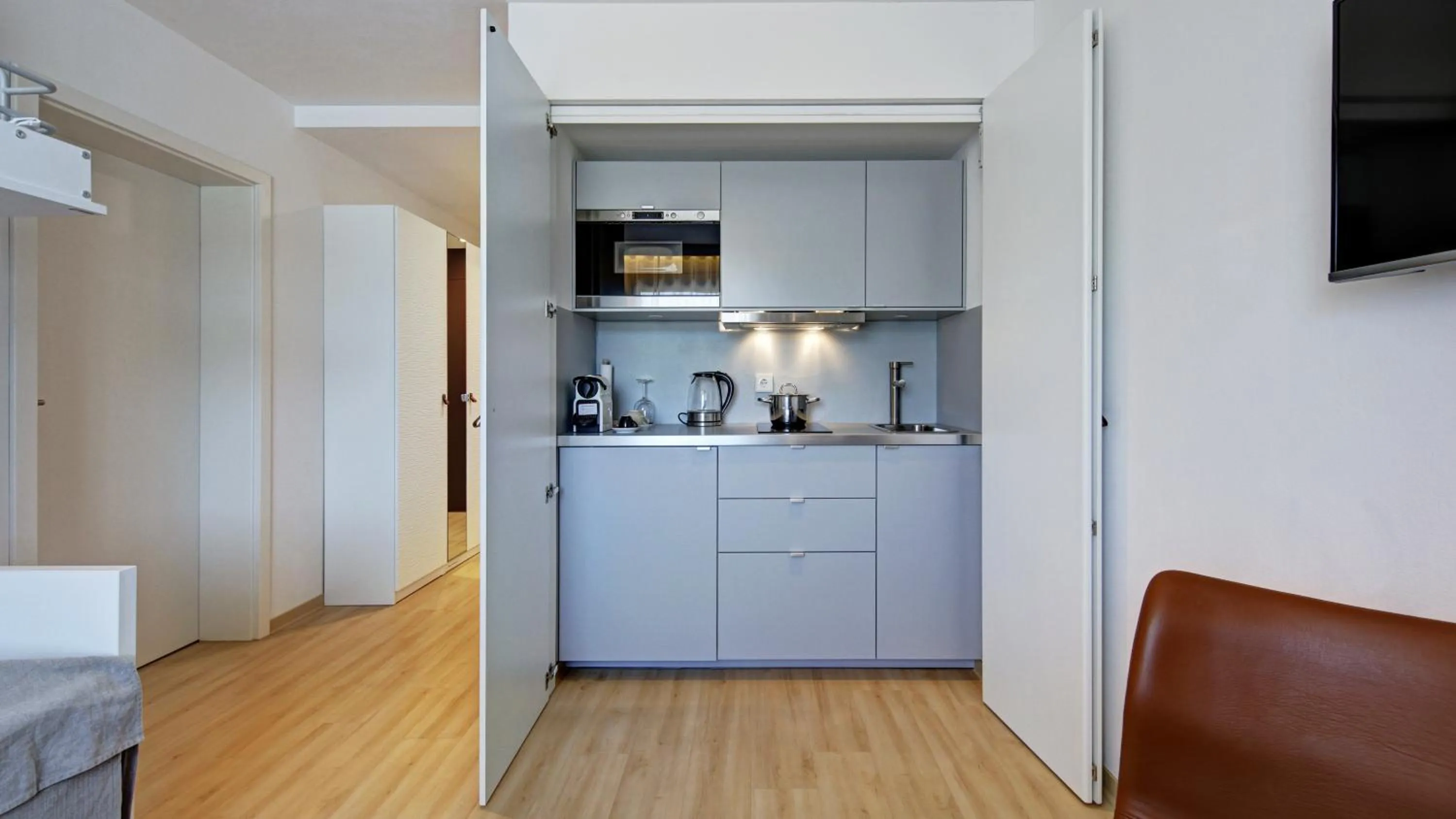 Kitchen or kitchenette in Hotel am Engelberg