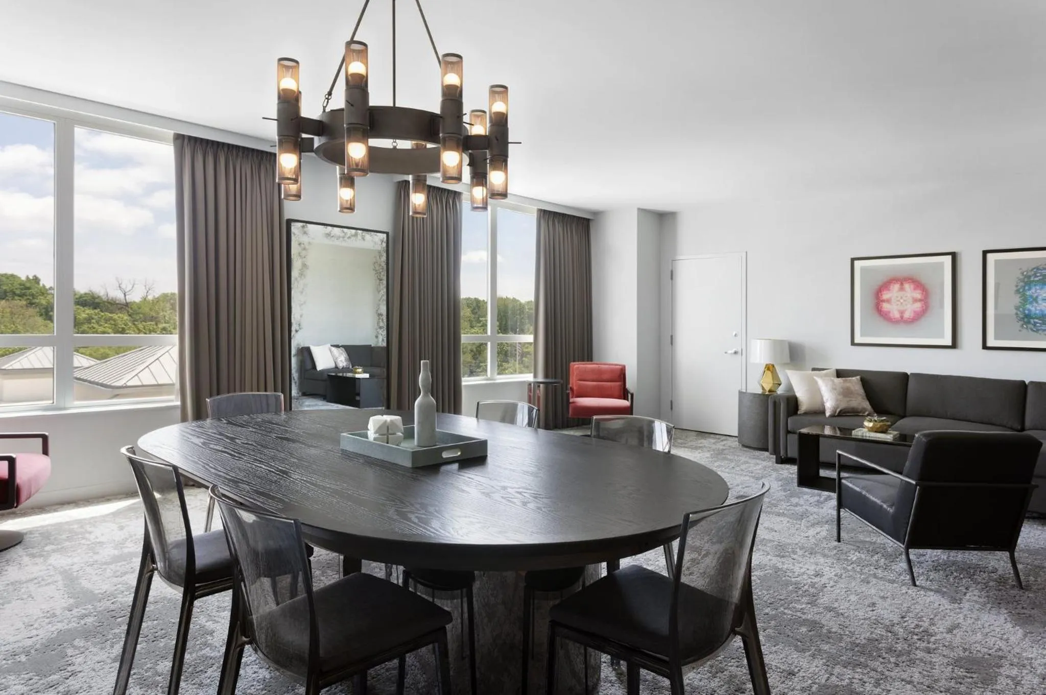 Living room in Loews Chicago O'Hare Hotel