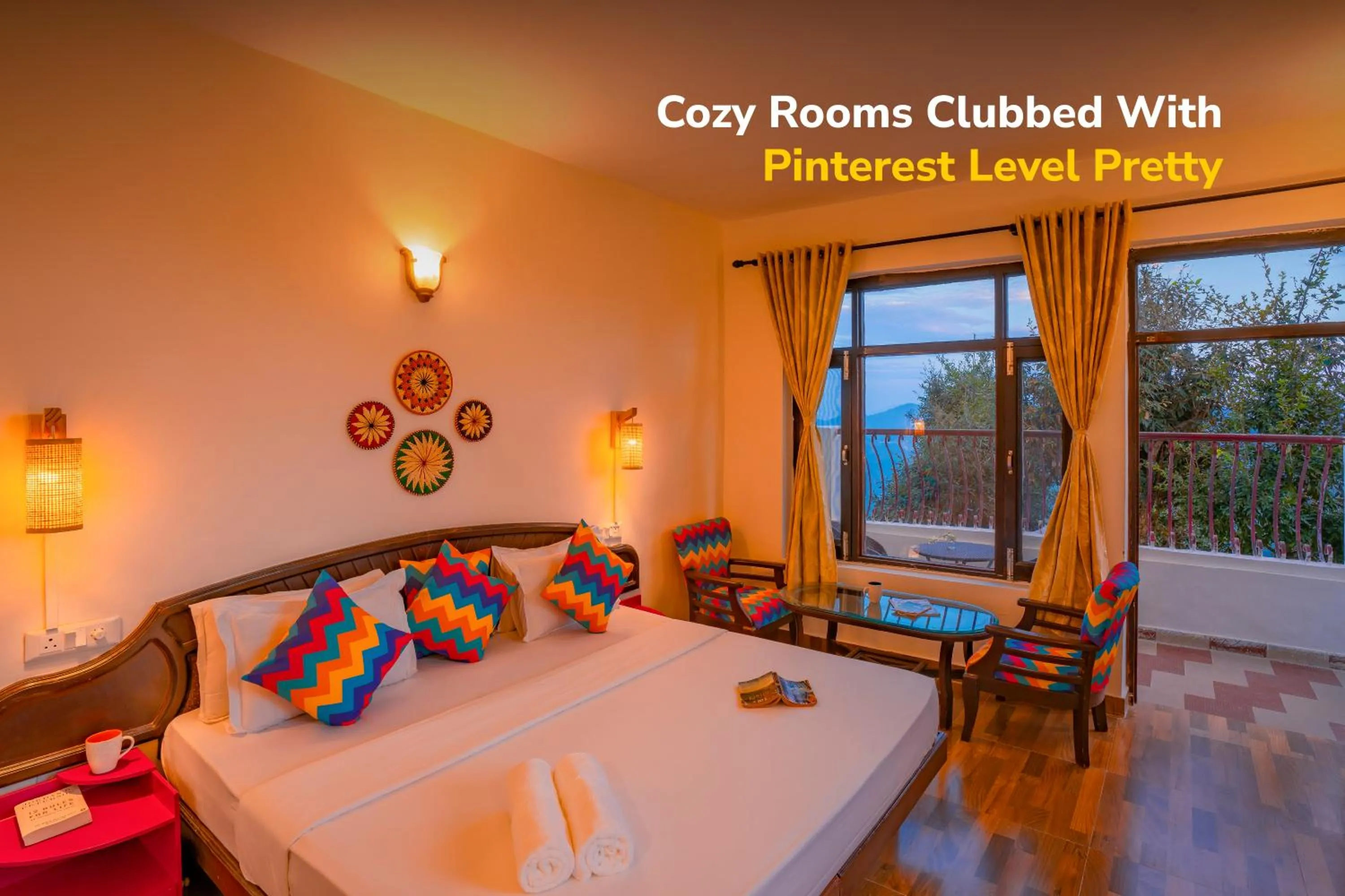 Bedroom, Bed in goSTOPS Mukteshwar - Private Rooms and Dorms