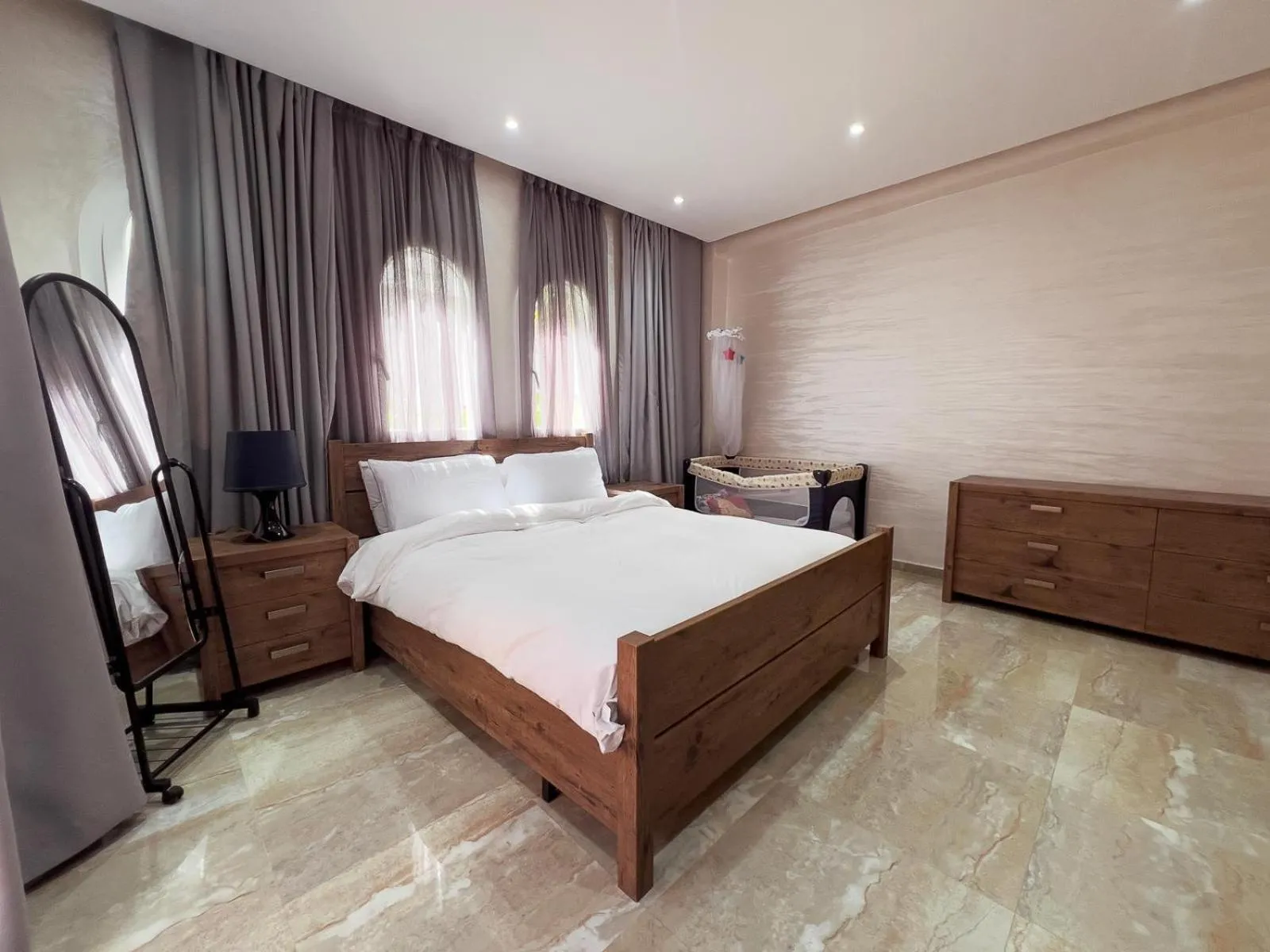 Bed in Luxury 3BR En-Suite Panoramic view & Terrace in Malabata