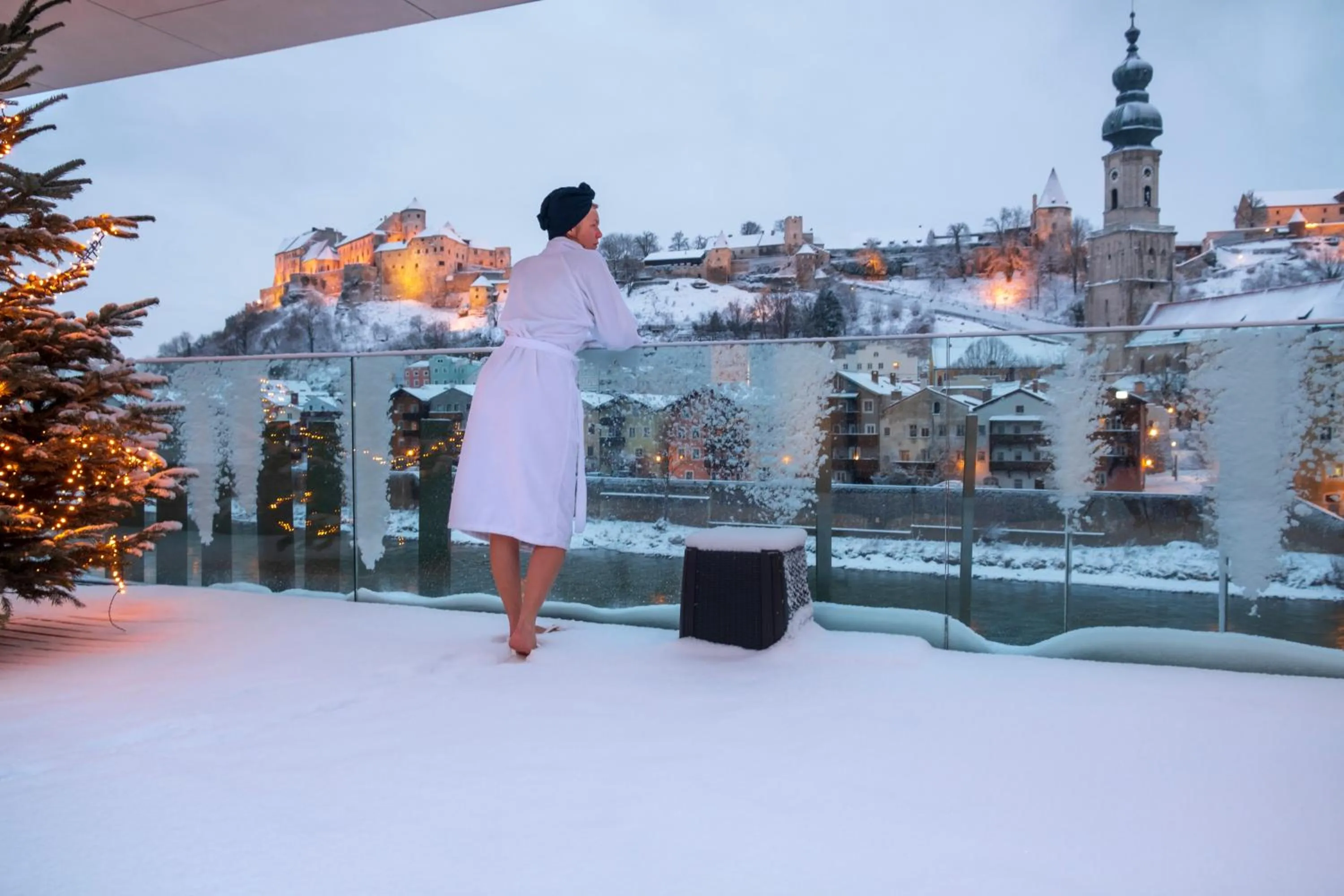 Balcony/Terrace in Hotel Burgblick, bei Burghausen