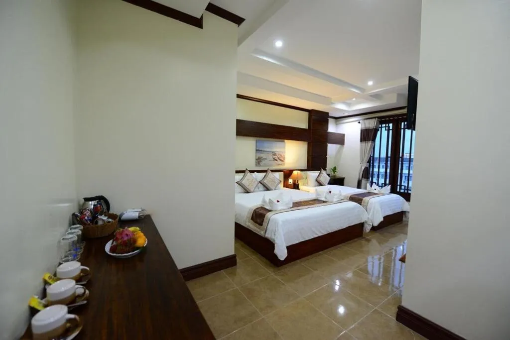 Bed in Vientiane Luxury Hotel