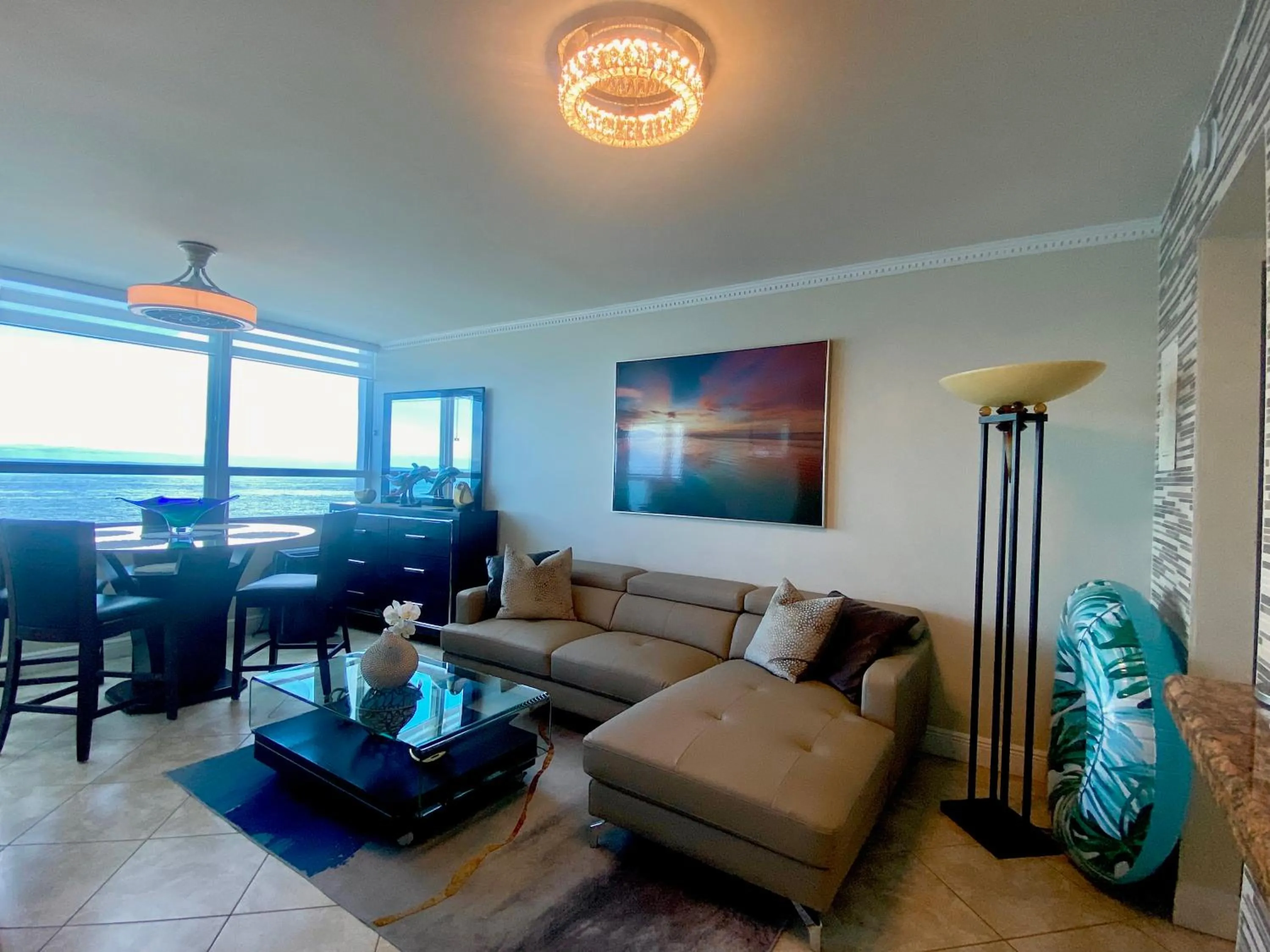 Living room in Castle Beach Resort Condo - Panoramic Large Penthouse or Deluxe 1 BR Direct Ocean View and beach access- Updated-Free parking-