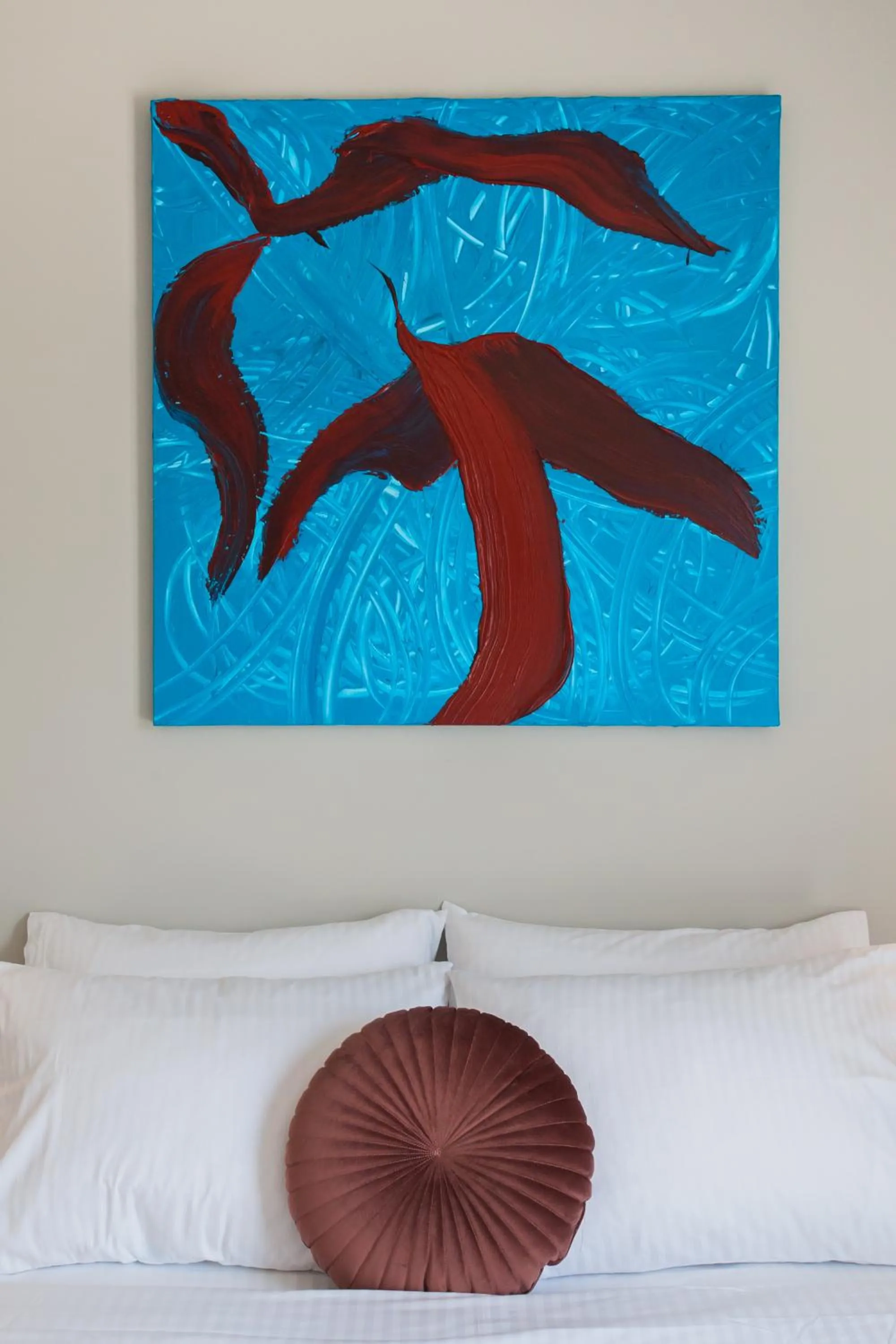 Decorative detail, Bed in WYZ Athens Apartments by UPSTREET