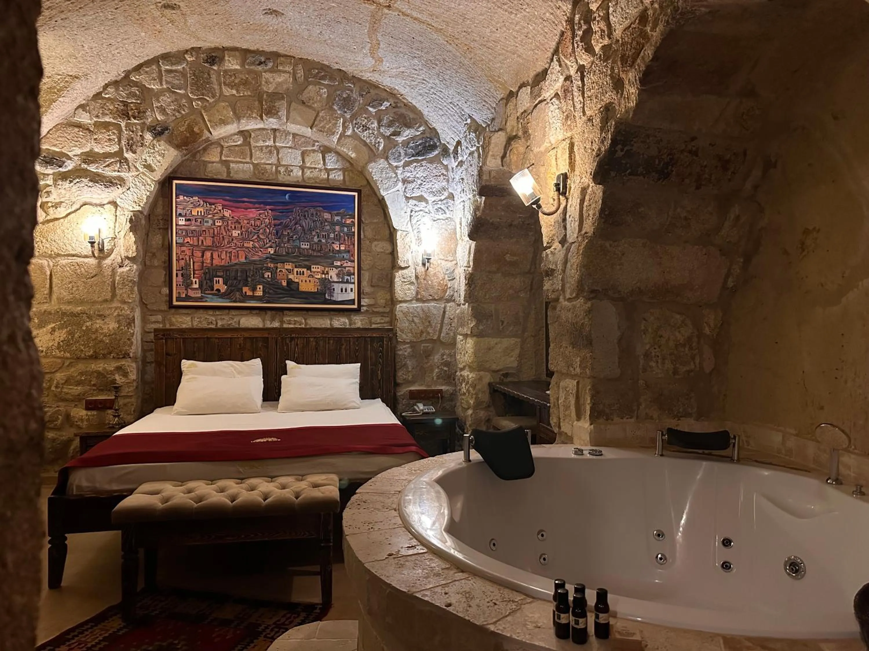 Hot Tub, Bed in Under Cave Cappadocia