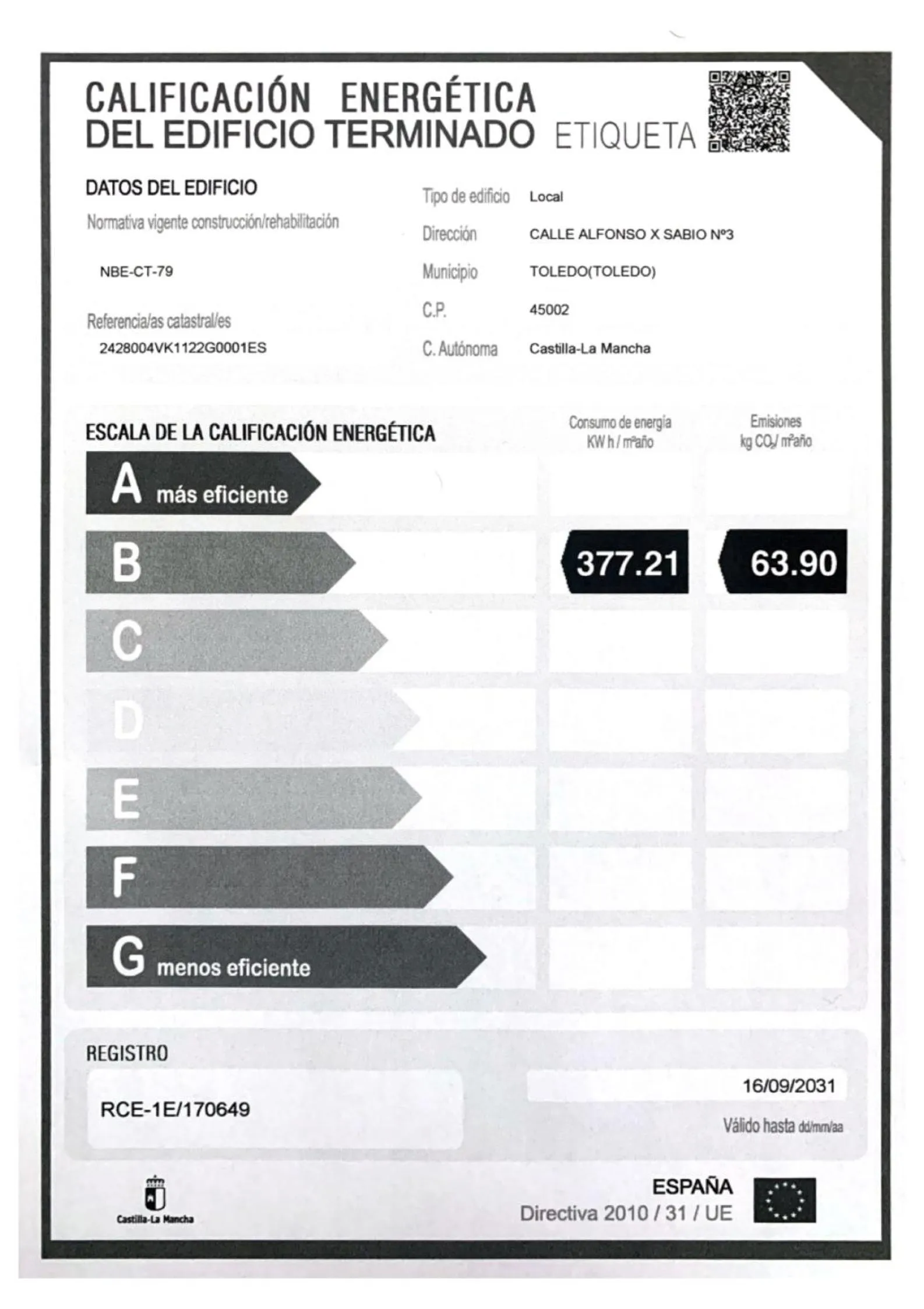 Certificate/Award in ToledoRooms Palacios