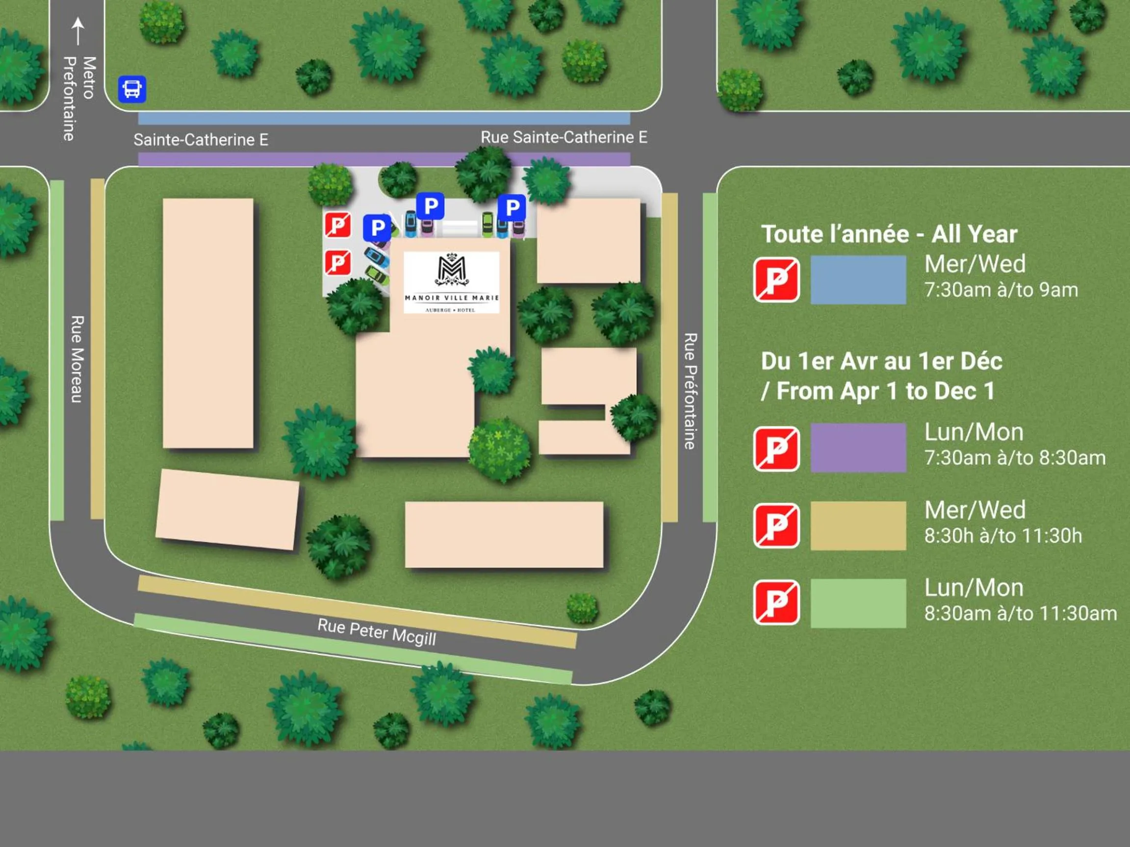 Parking in Hotel Auberge Manoir Ville Marie