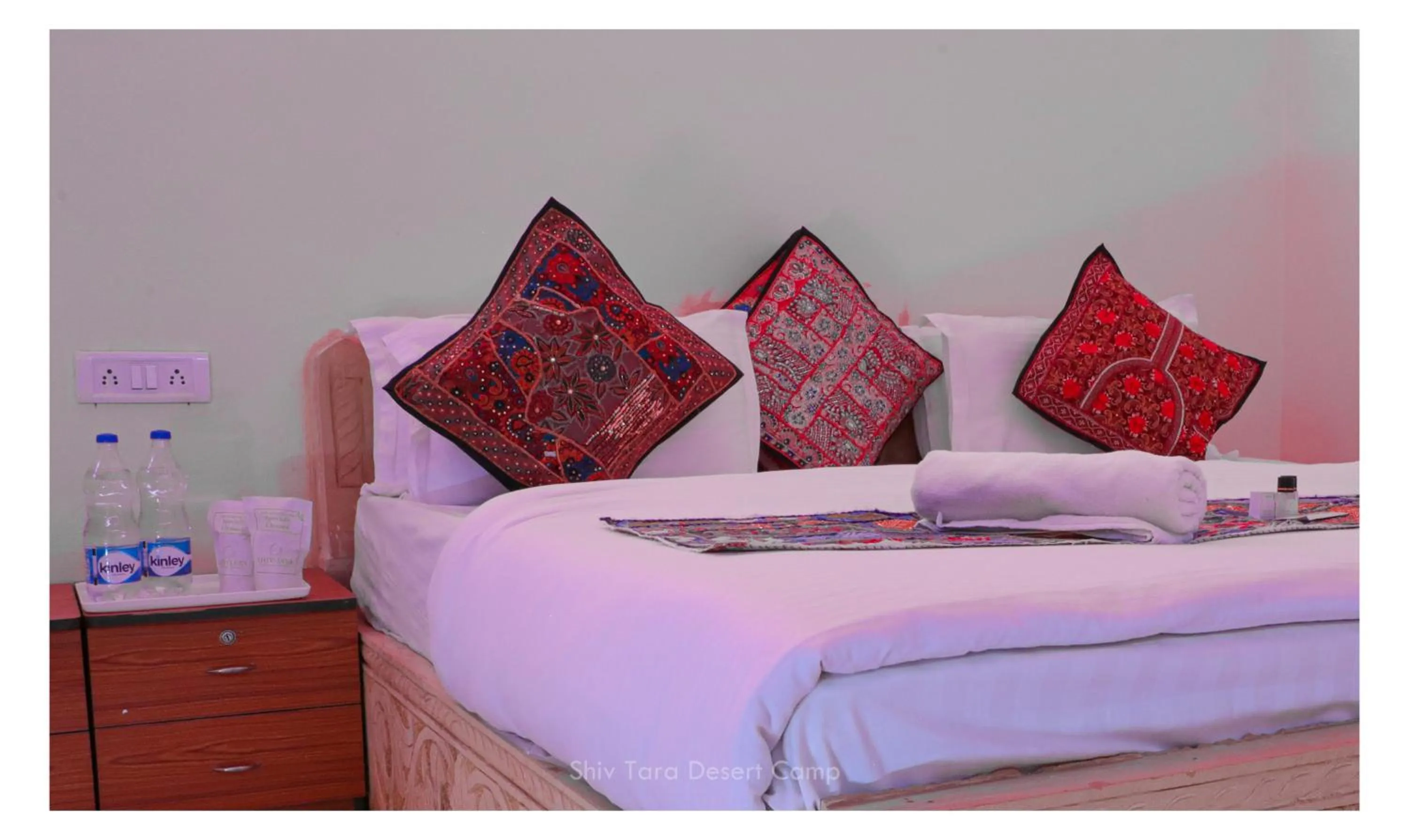 Bed in Shiv Tara Desert Camp