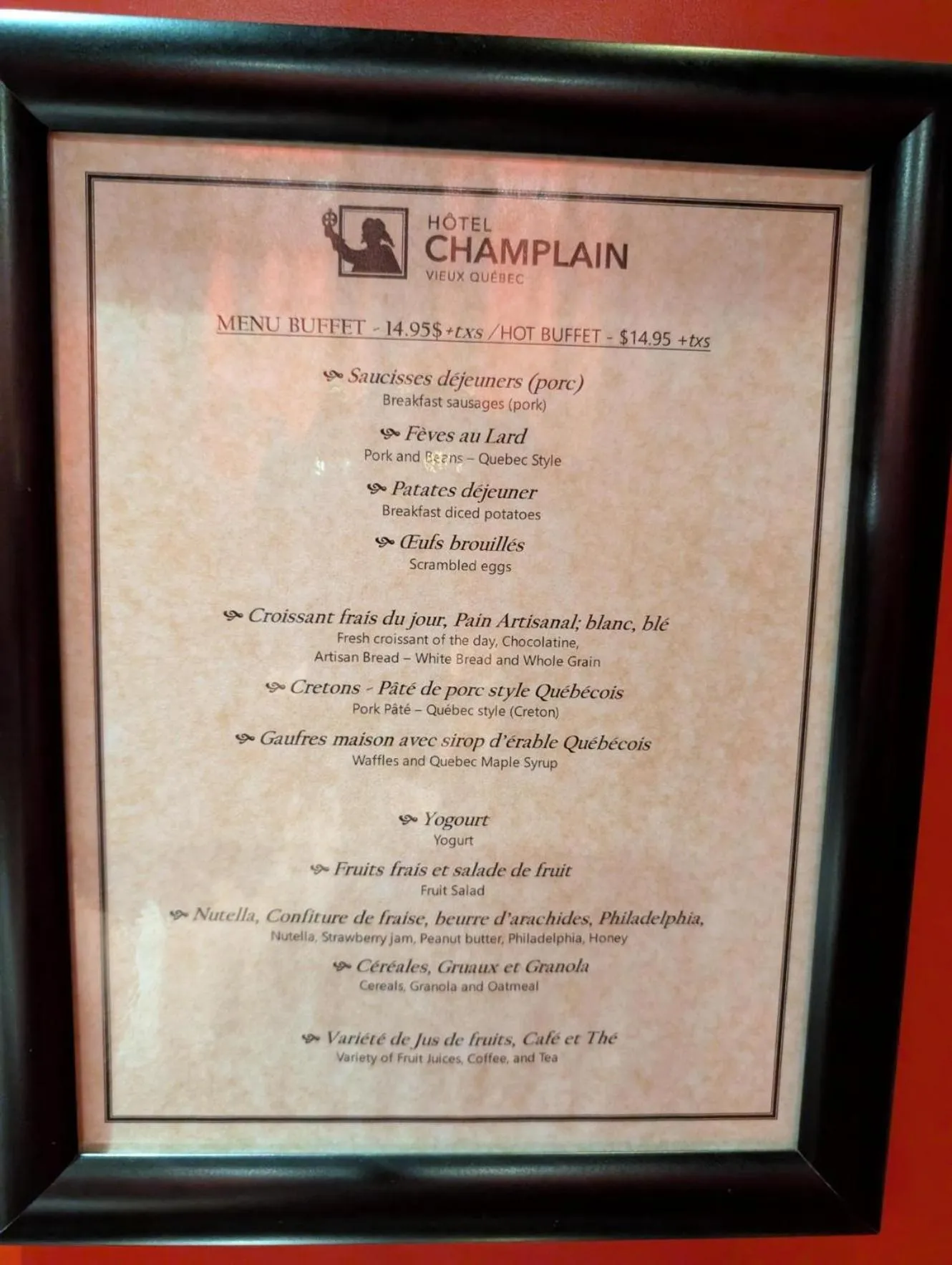 Breakfast in Hotel Champlain