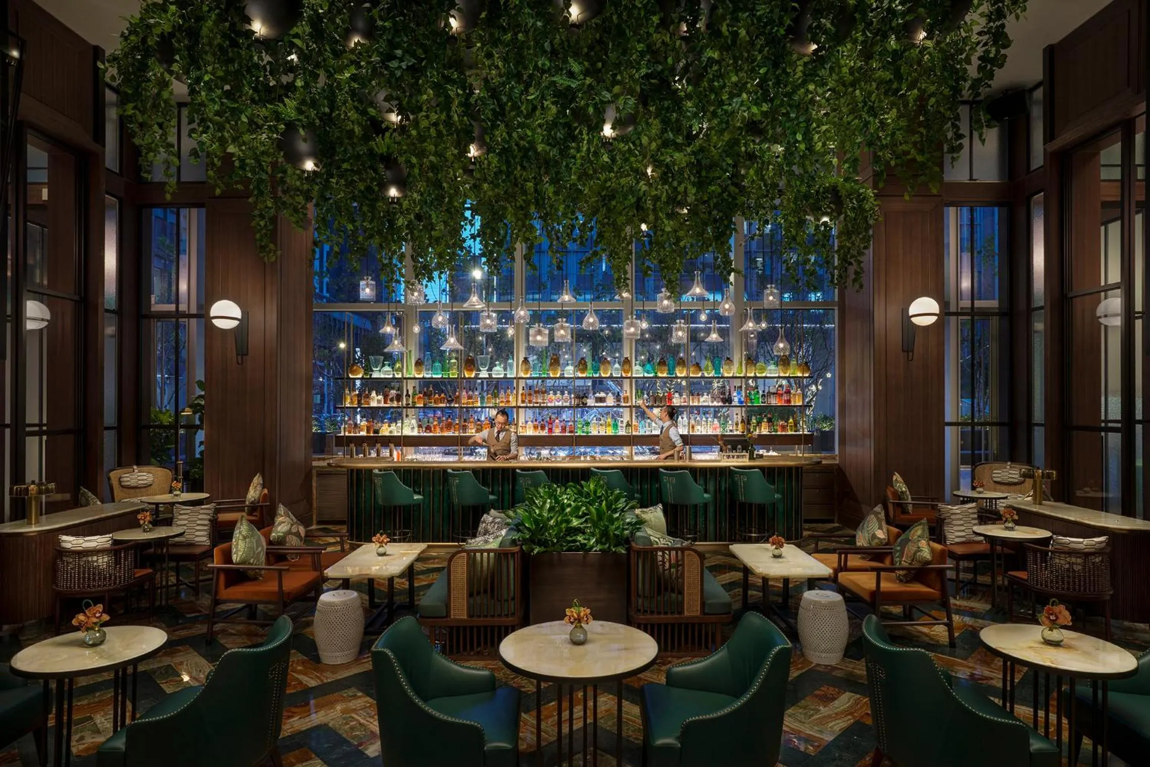 Lounge or bar in Shangri-La Qiantan, Shanghai - Steps away from the Oriental Sports Center, and easy reach the vibrant art scene of West Bund