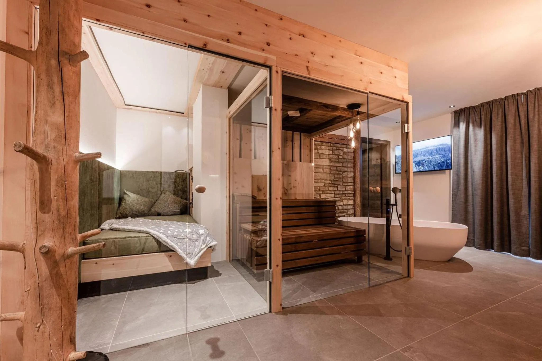 Sauna, Bed in Nidaris - Luxury Private Spa Suites
