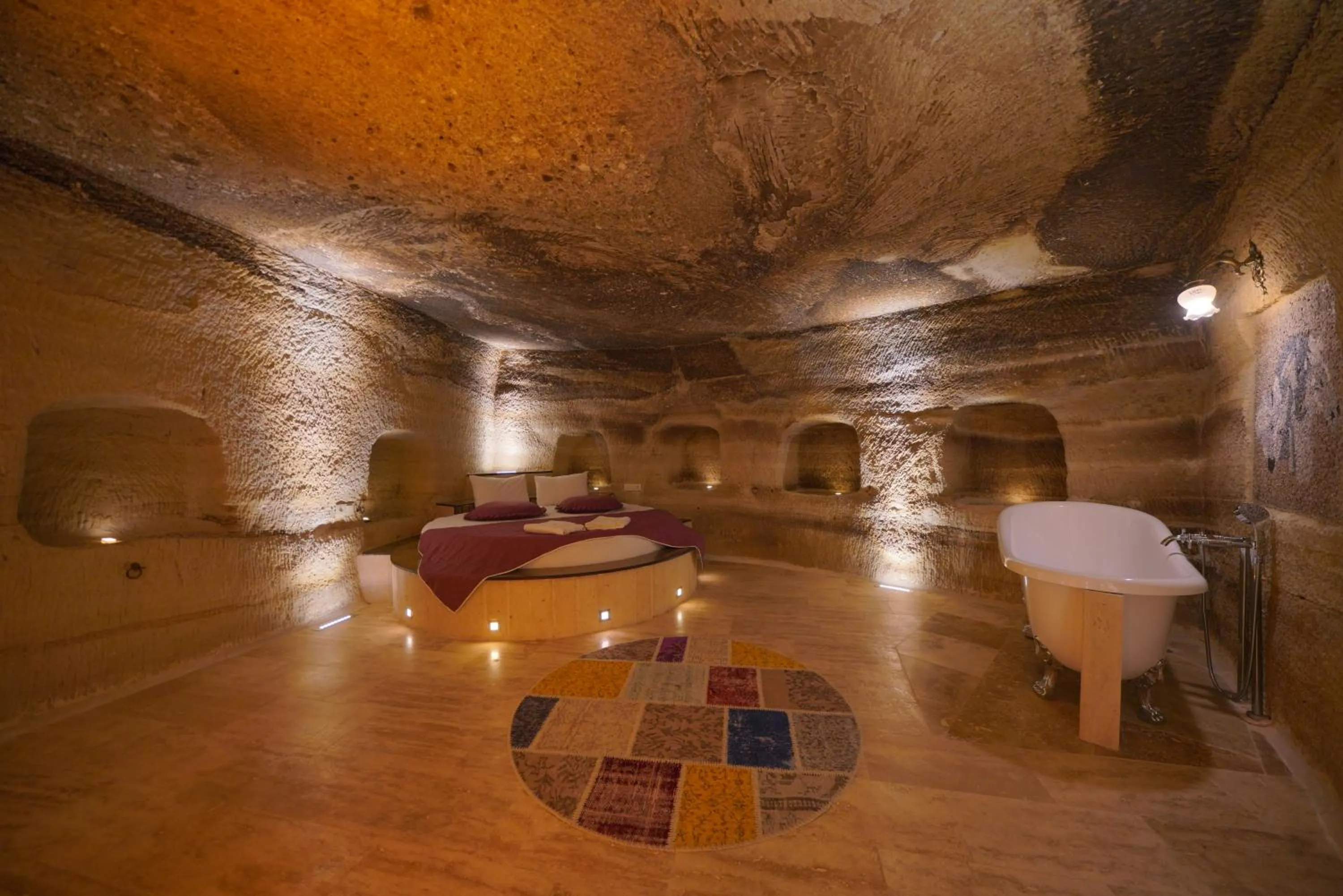 Bed in Göreme Cave Lodge