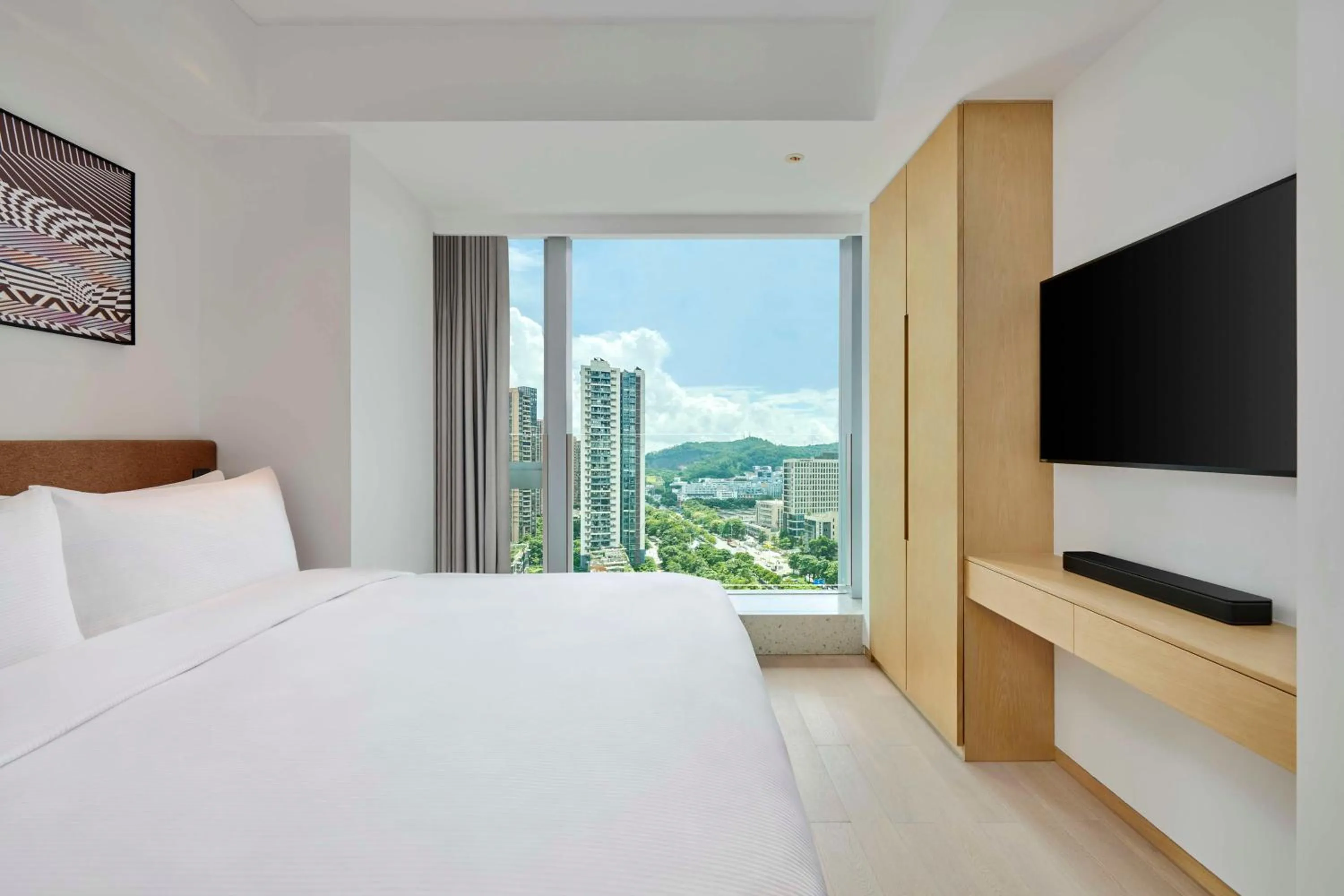 View (from property/room), Bed in DoubleTree by Hilton Shenzhen Airport Residences