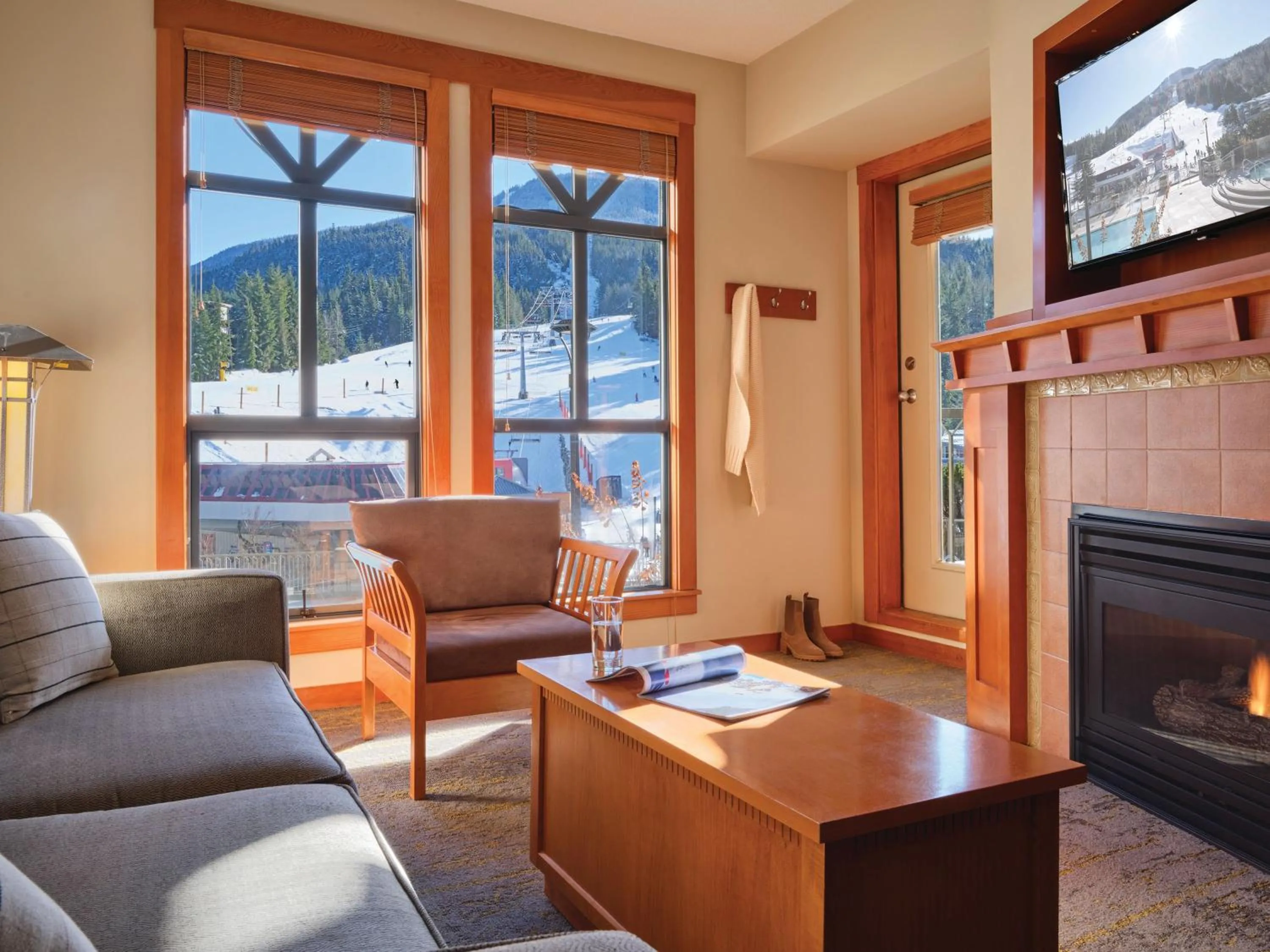 Living room in Pan Pacific Whistler Mountainside