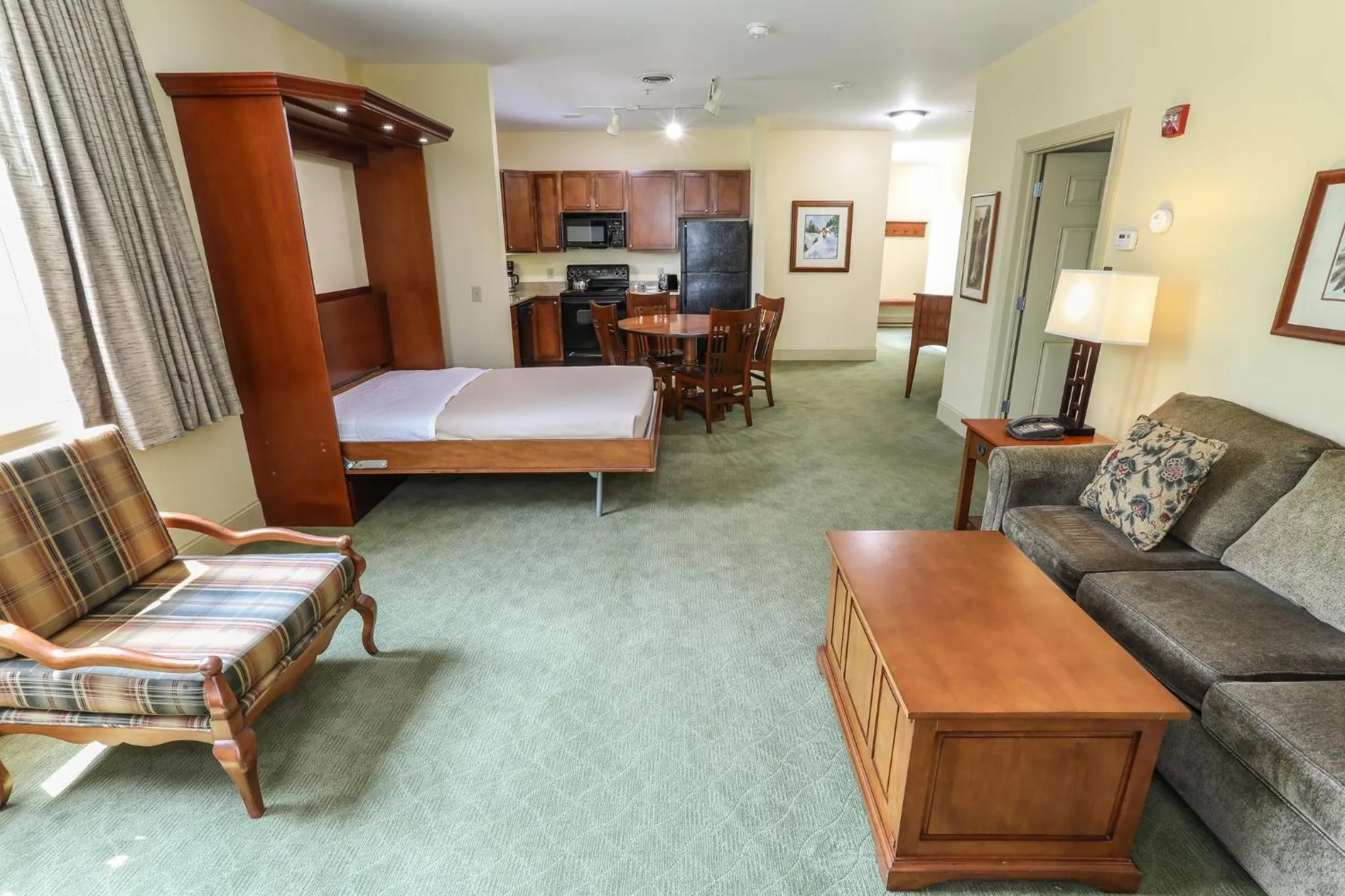 Living room, Bed in Kaatskill Mountain Club & Condos by Vail Resorts