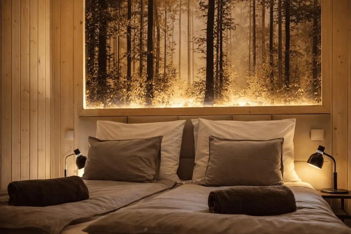 Bed in Apartamenty Leśna Przystań nad jeziorem