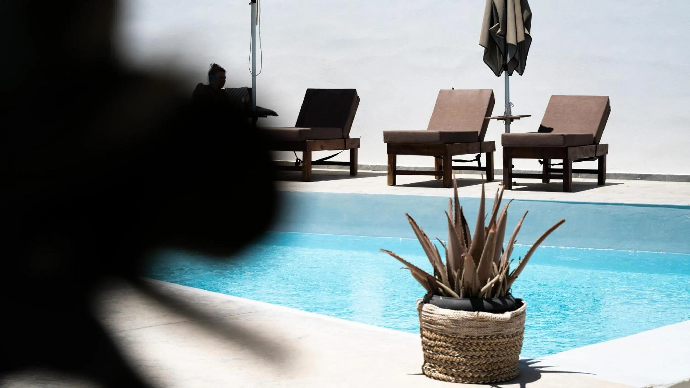 Pool view in Noir Santorini