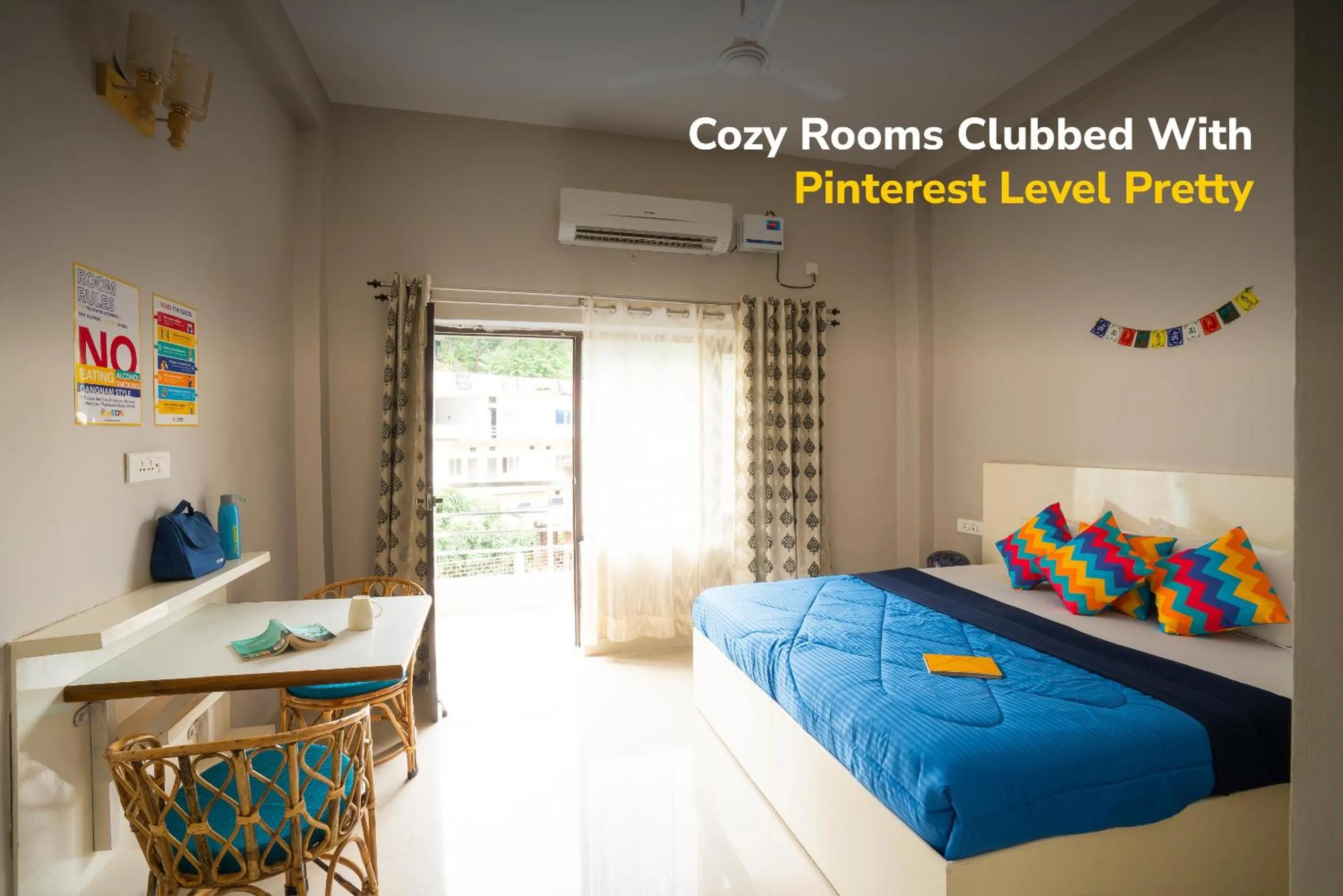 Bed in goSTOPS Rishikesh, Lakshman Jhula