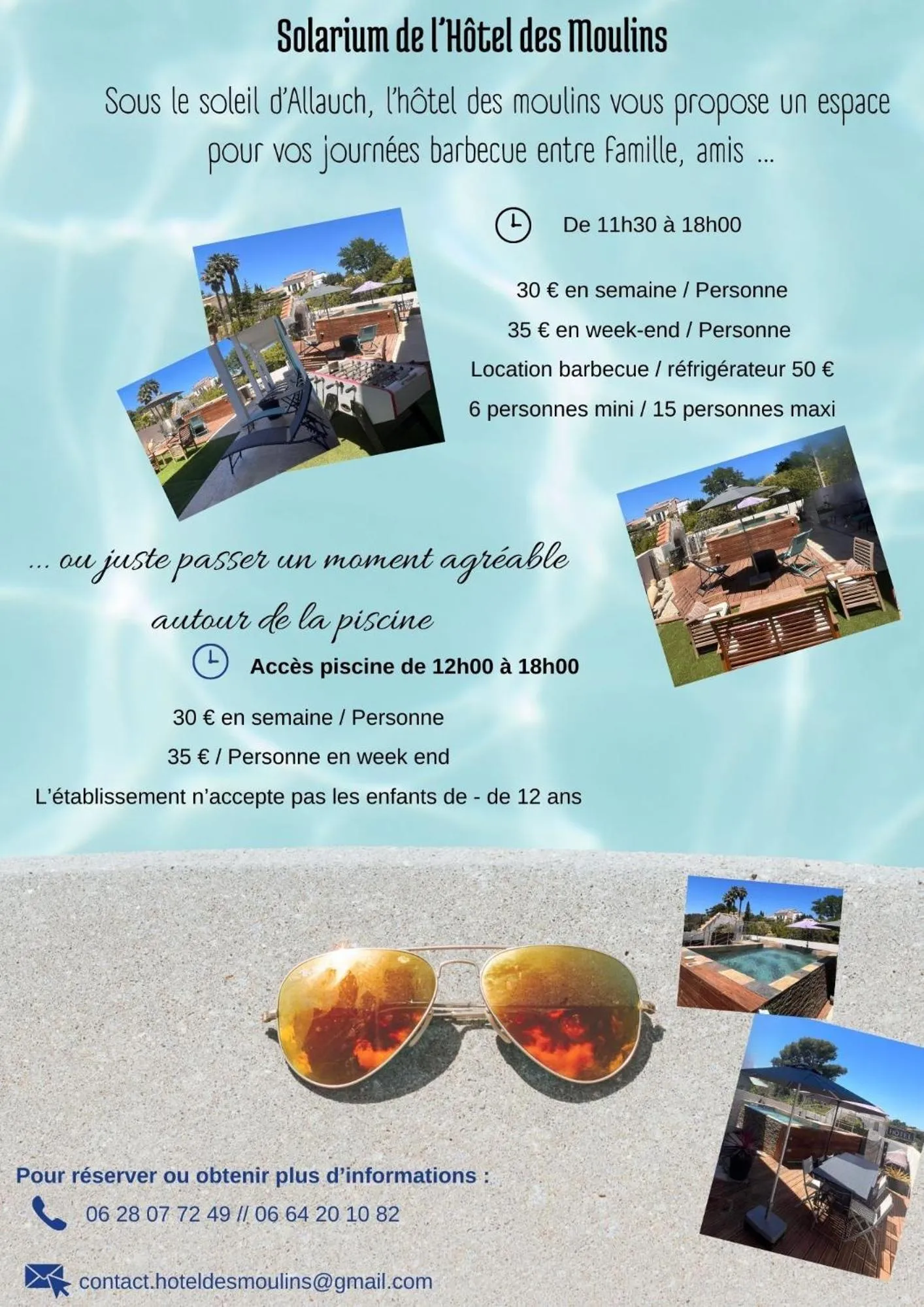 Pool view in Hôtel Des Moulins