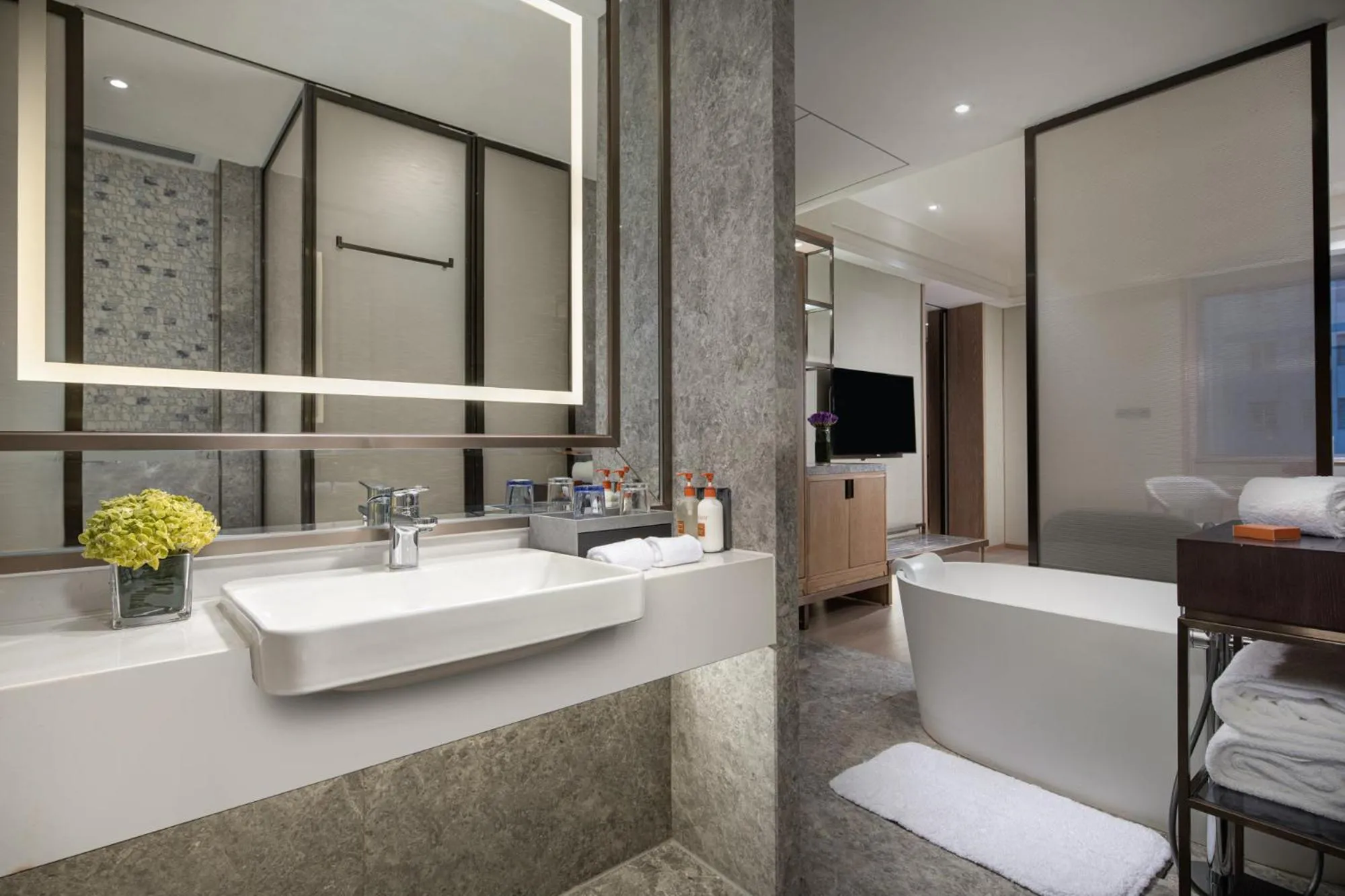 Bathroom in Crowne Plaza Shanghai Nanjing Road by IHG