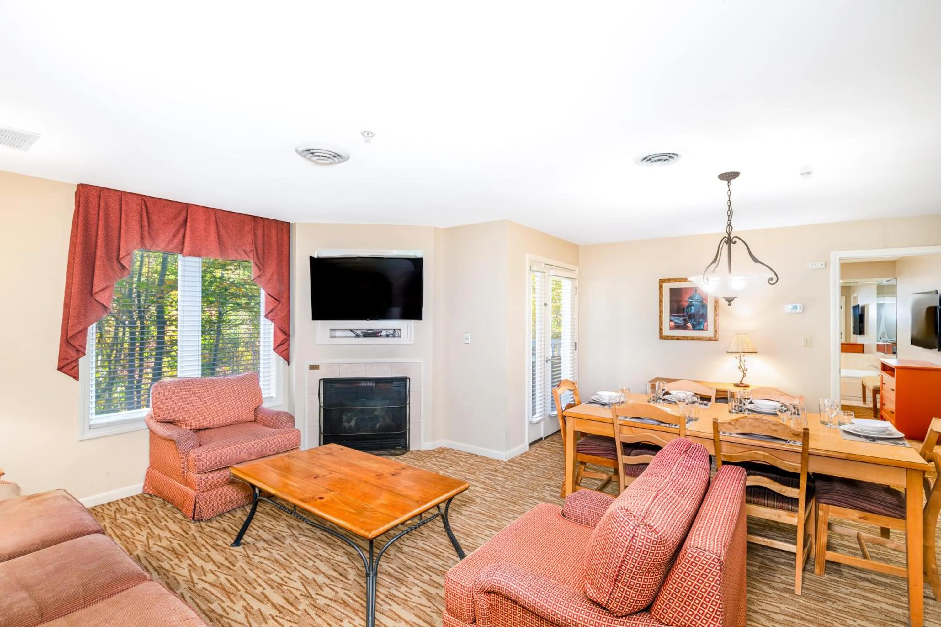 Living room in Vacation Village in the Berkshires