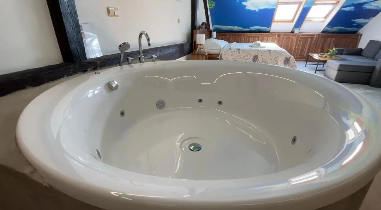 Hot Tub, Bed in Hotel & wellness Hejtmanka