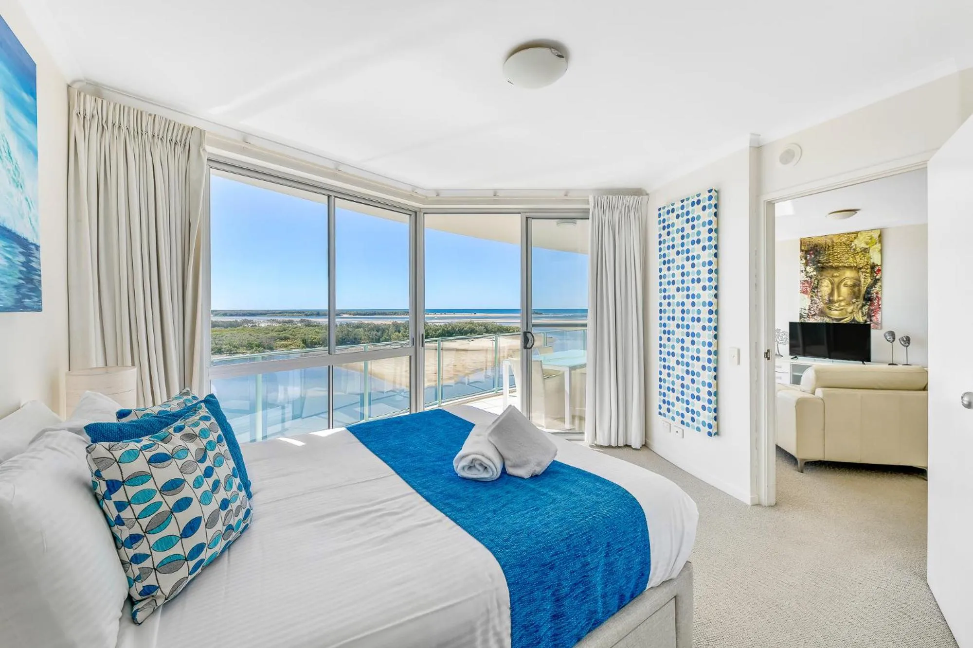 Bedroom, Bed in The Duporth Riverside