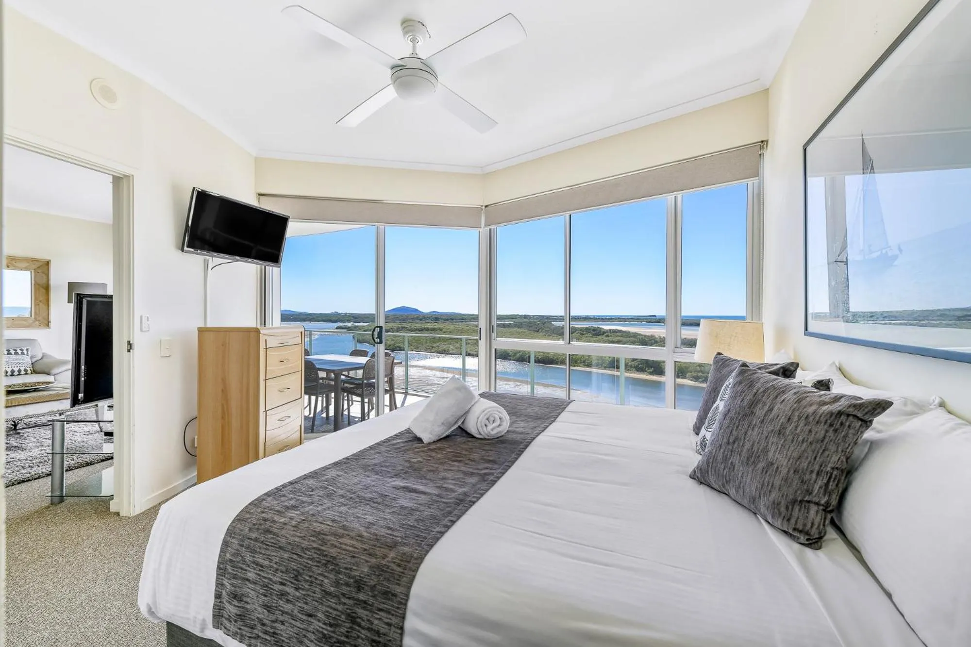 Balcony/Terrace, Bed in The Duporth Riverside