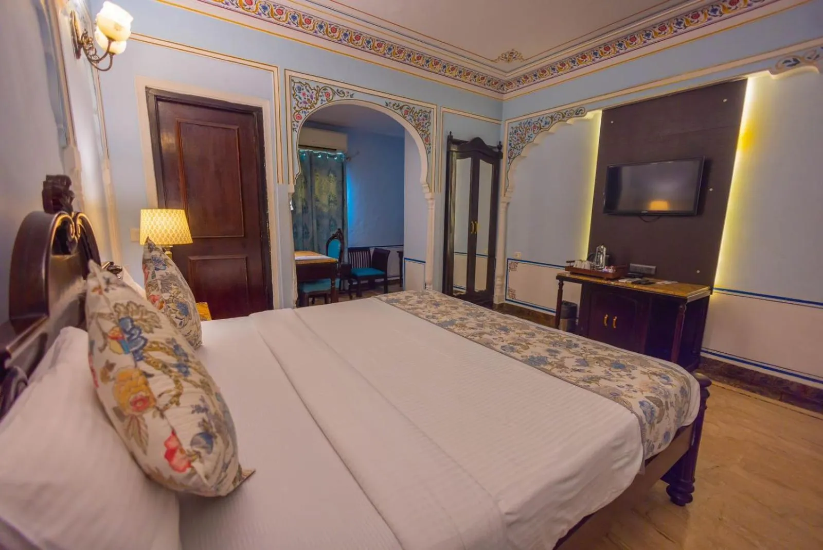 View (from property/room), Bed in WelcomHeritage Traditional Haveli