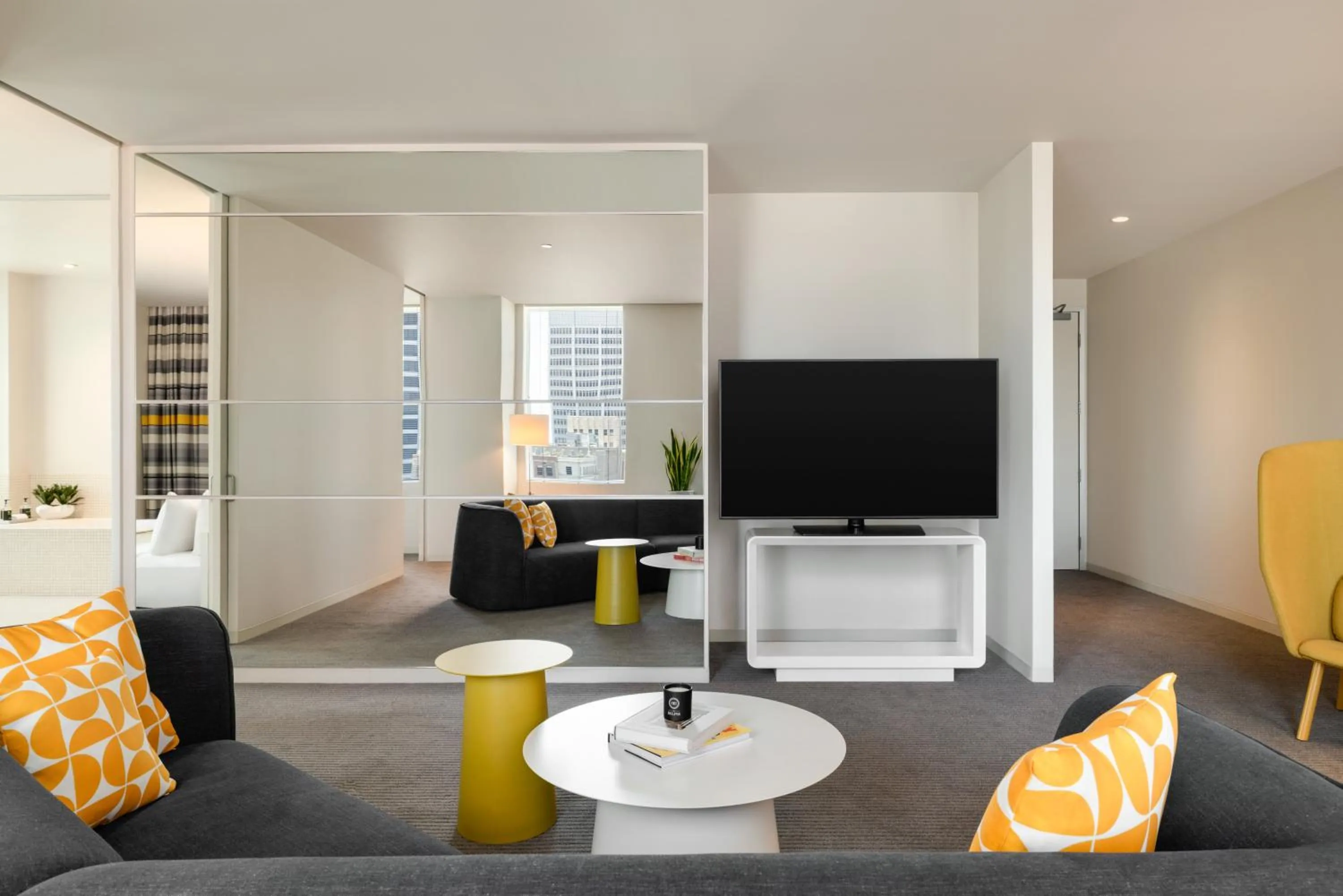 Living room in The Delphi Downtown LA