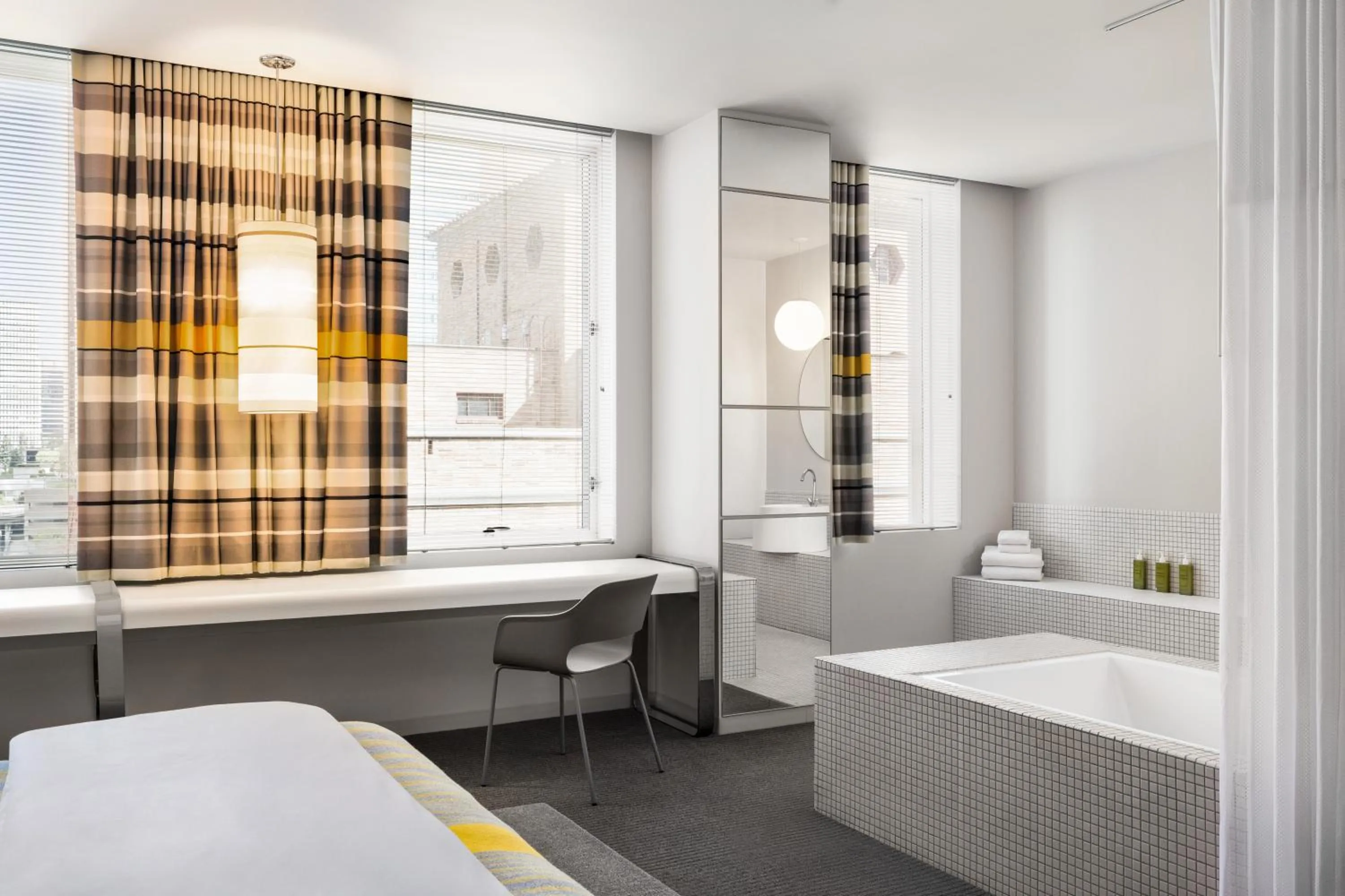 Bathroom, Bed in The Delphi Downtown LA