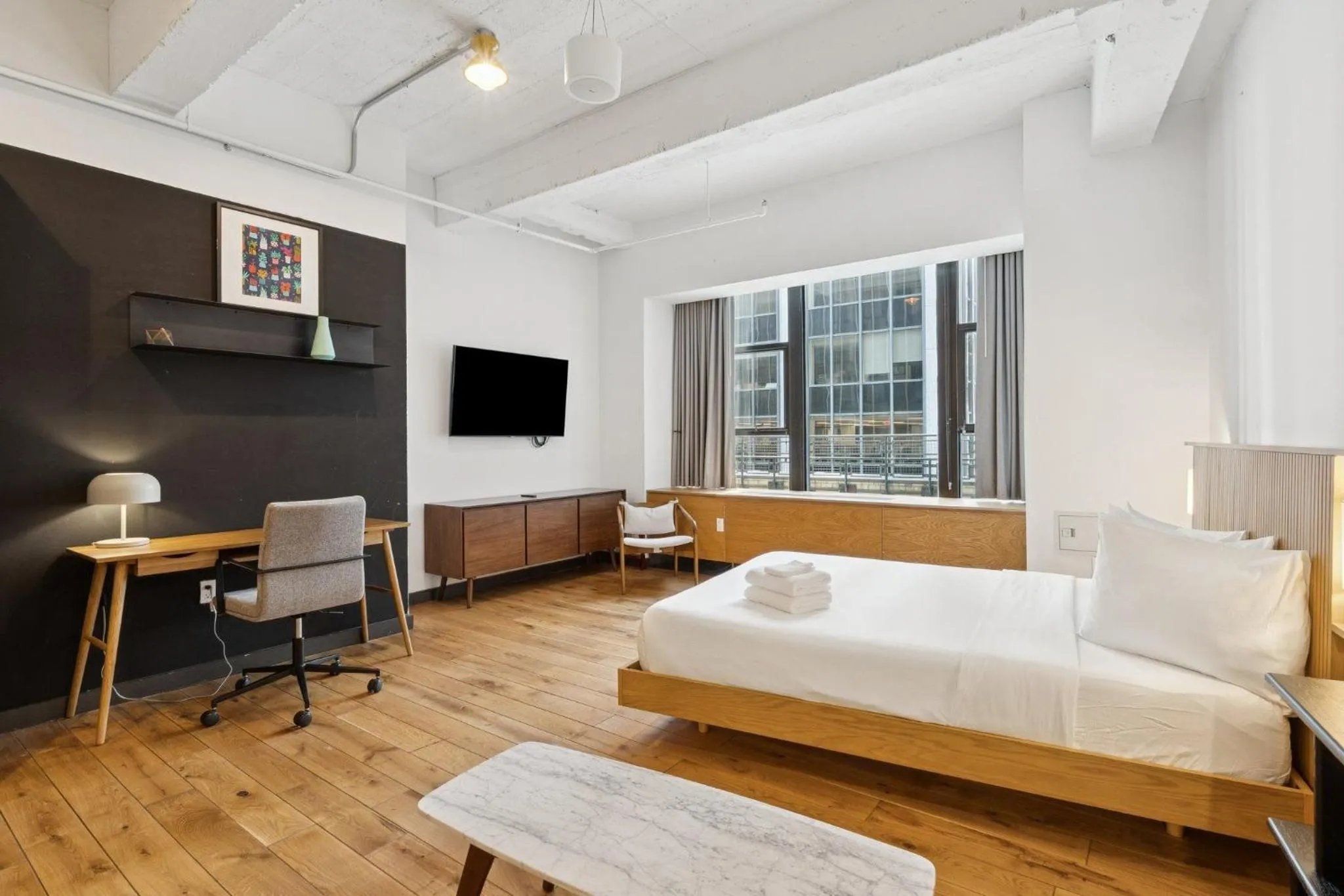 Bedroom, Bed in Placemakr Wall Street