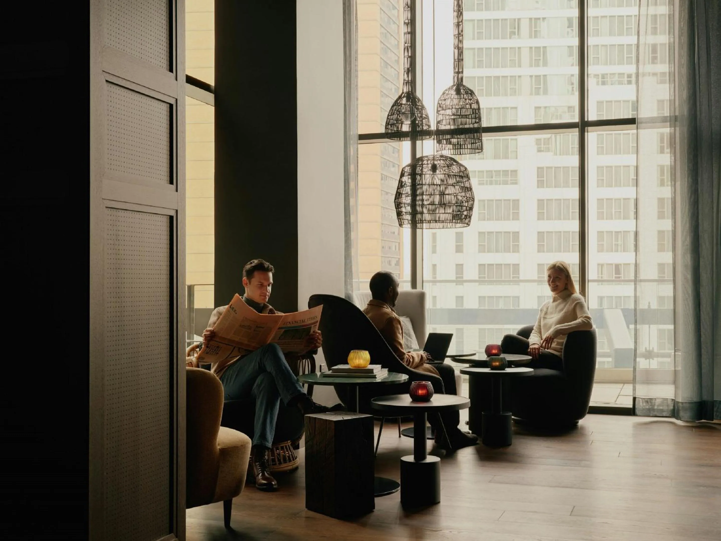 Lounge or bar in The Cloud One New York-Downtown, by the Motel One Group