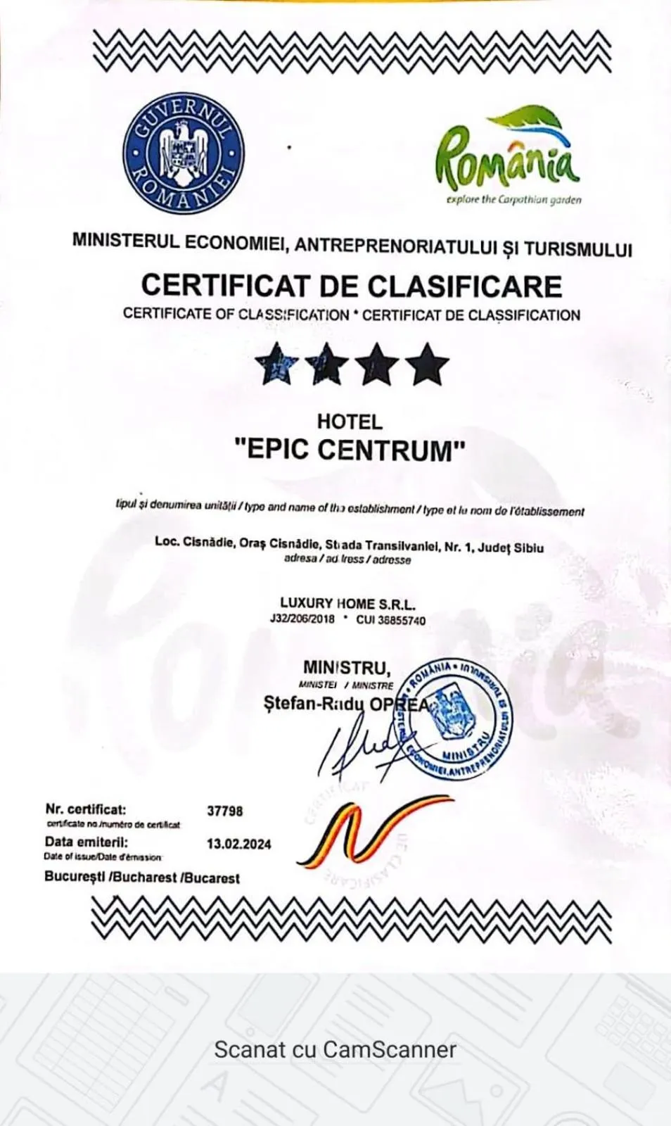 Logo/Certificate/Sign in Hotel Epic Centrum