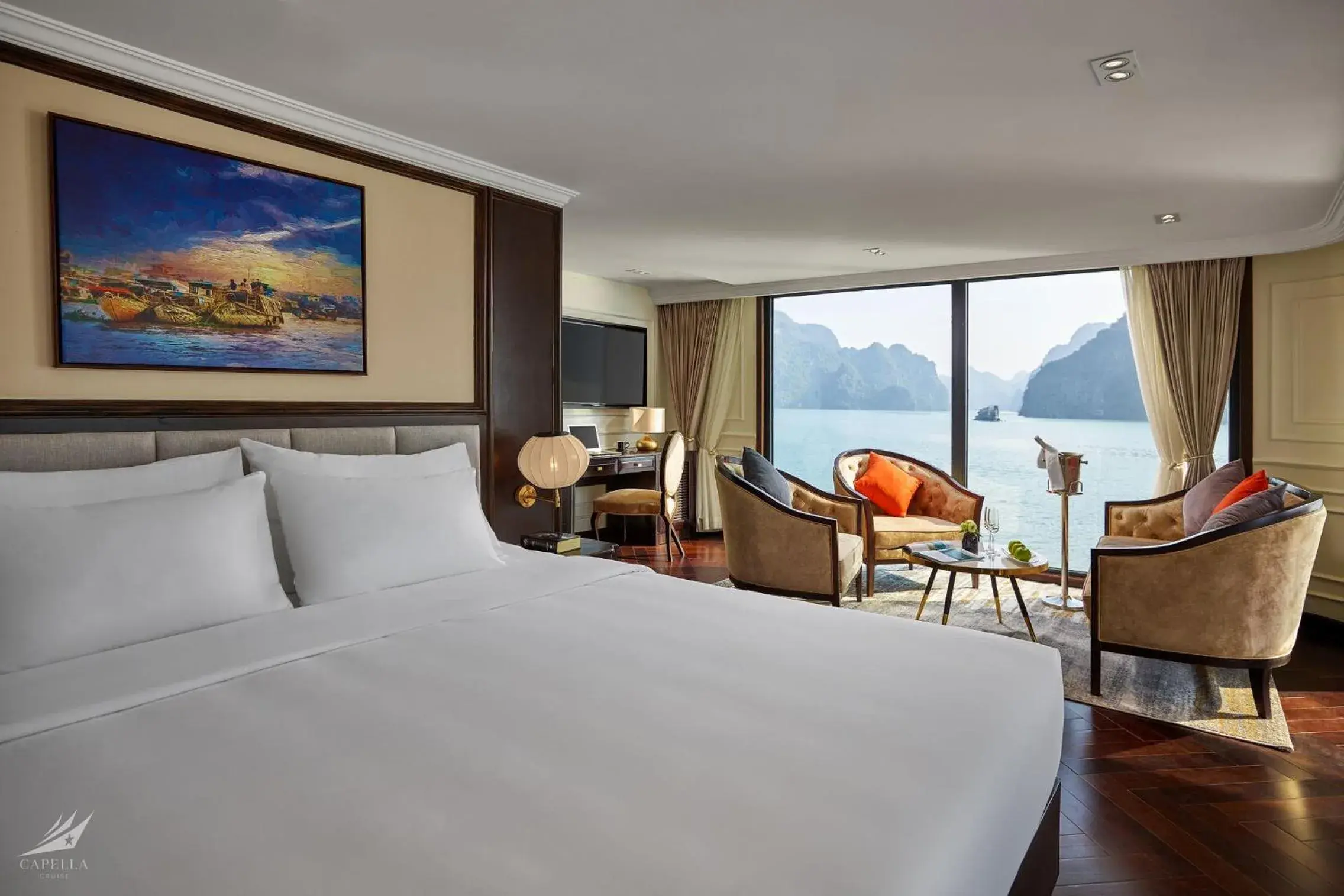 La Suite De Capella 2 days 1 night with private terrace in Halong Capella Cruise - Member of Lyra cruise collection La Suite De Capella 2 days 1 night with private terrace in Halong Capella Cruise - Member of Lyra cruise collection