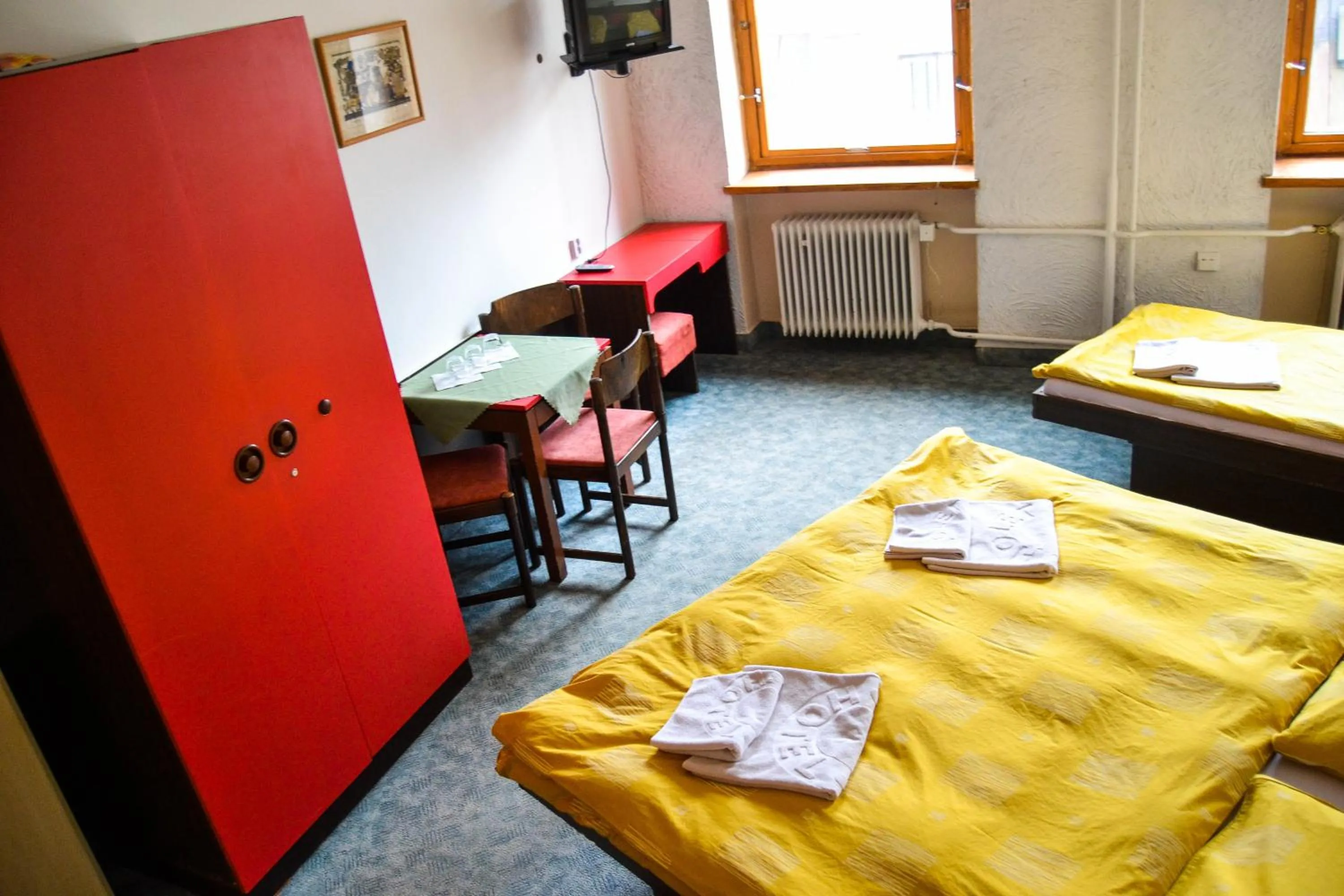 Seating area, Bed in Hotel Krakonos