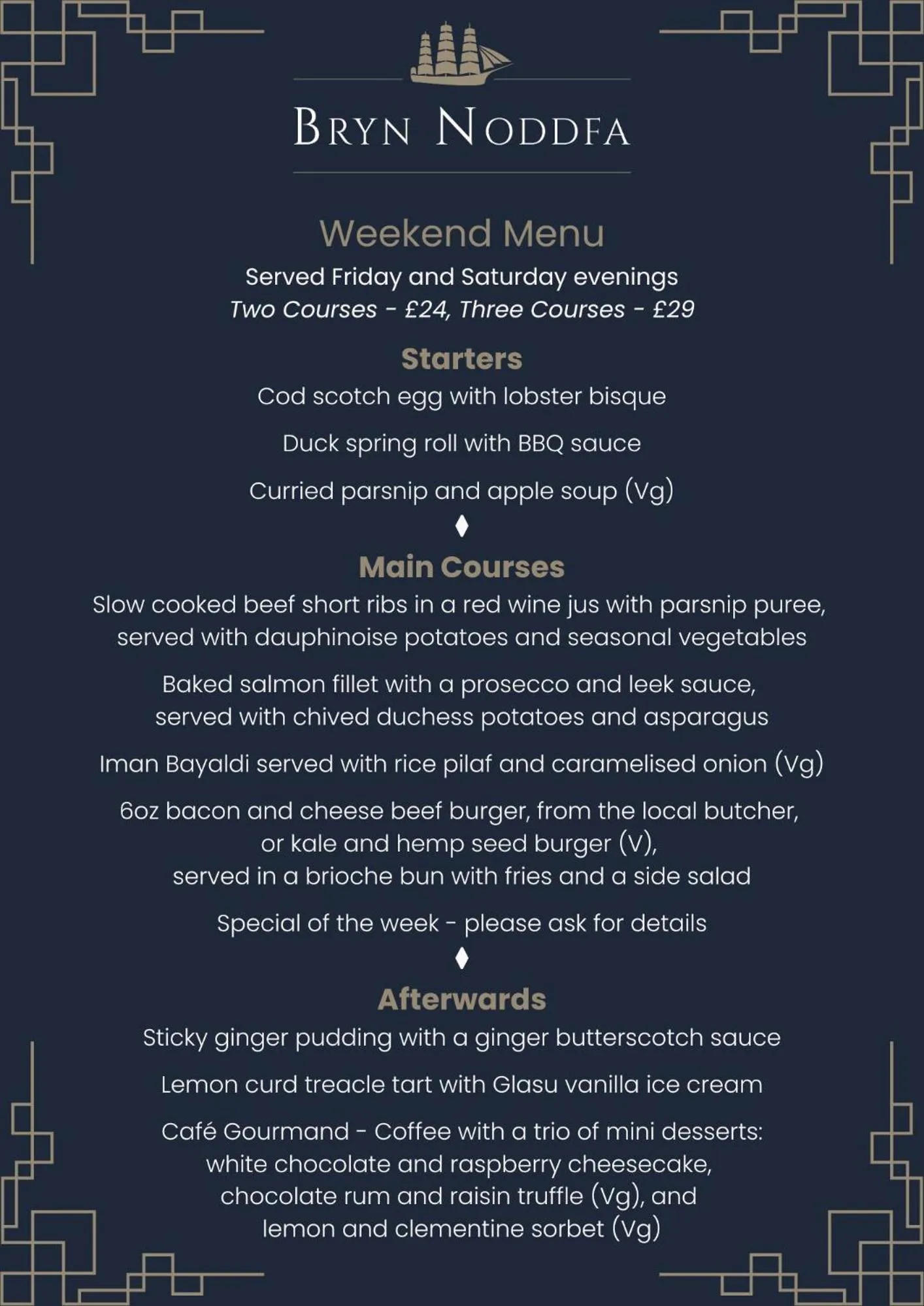 Meals in Bryn Noddfa