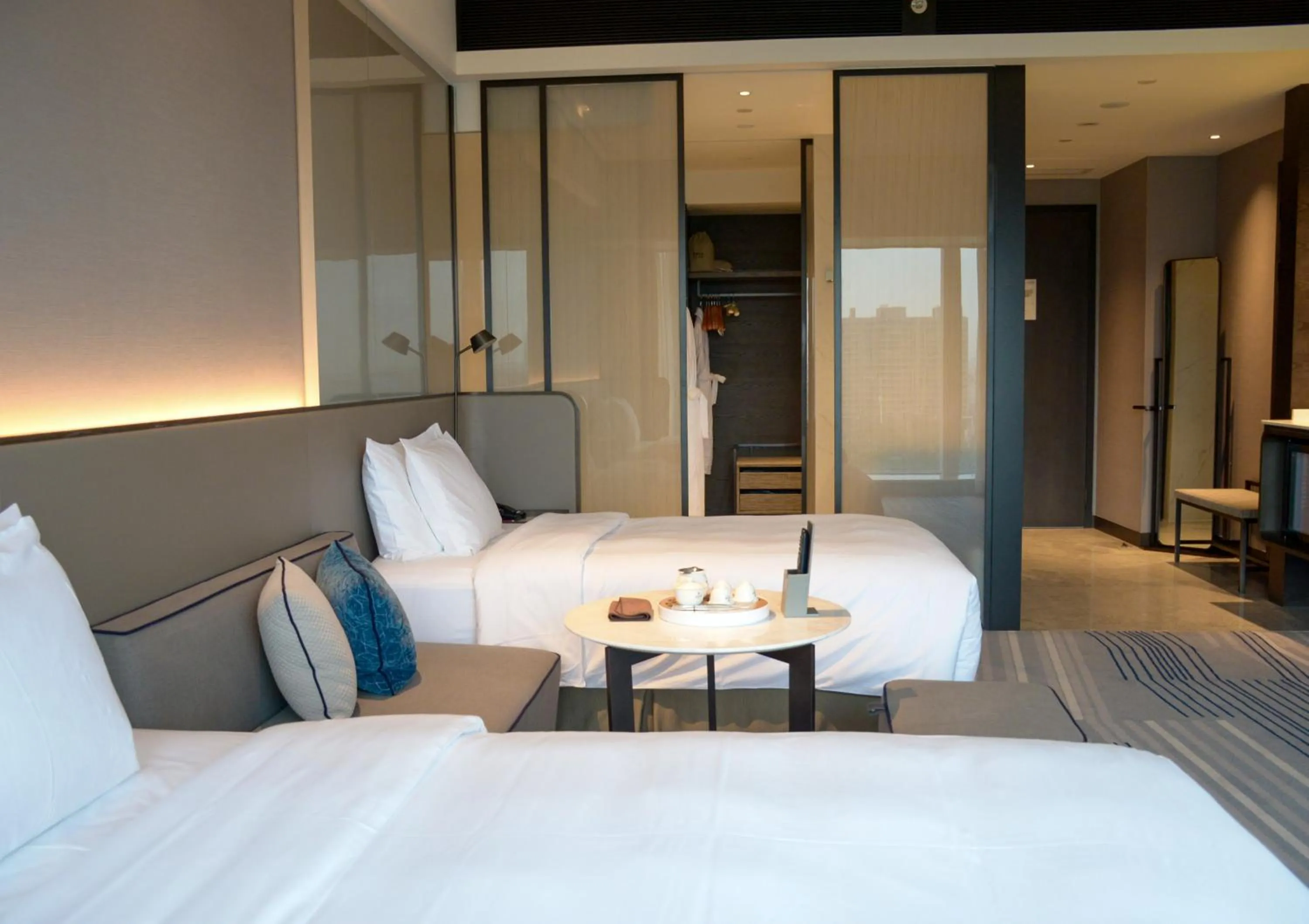 Decorative detail, Bed in Crowne Plaza Xiamen Jimei Seaview by IHG-Free Mini Bar