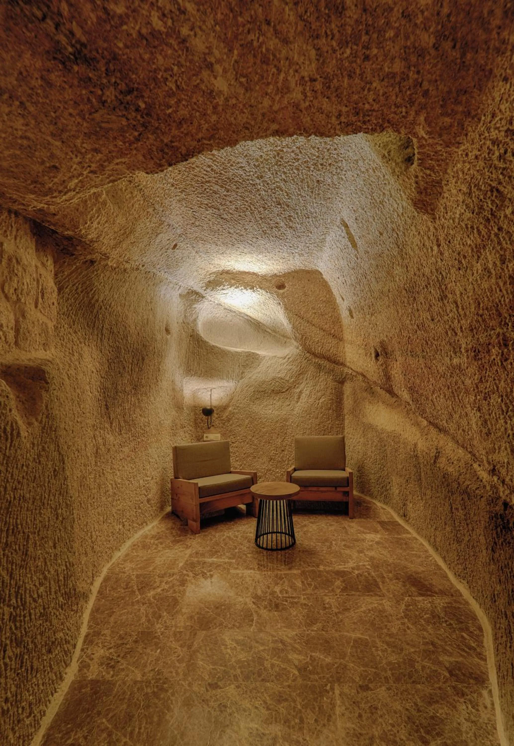 Living room in Solem Cave Suites