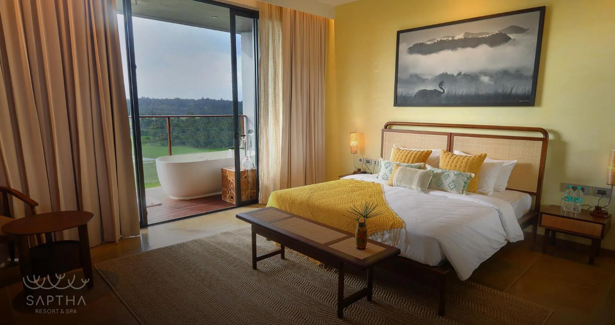 View (from property/room), Bed in Saptha Resort and Spa