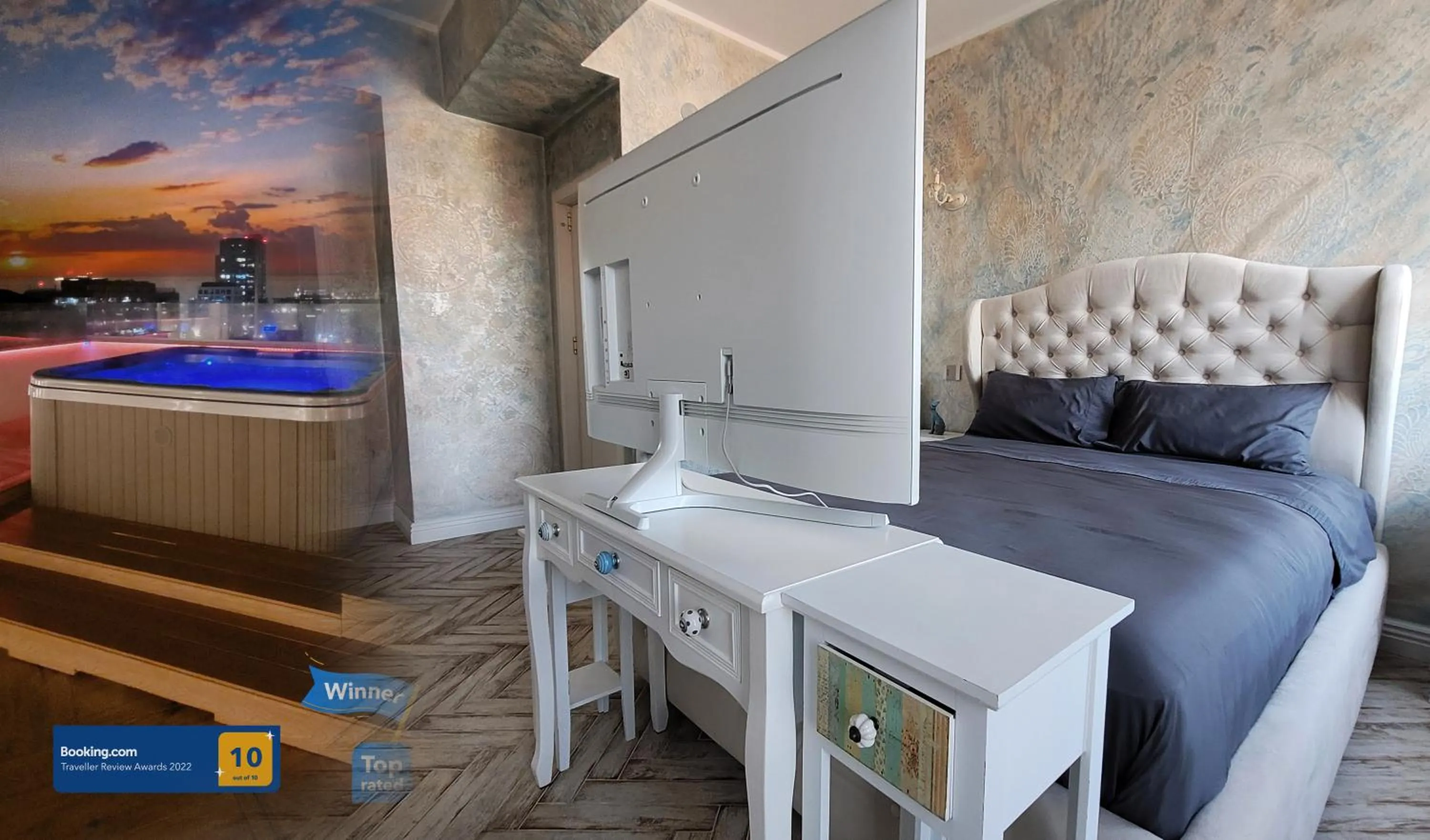 Bed in Terrace Suites Iasi