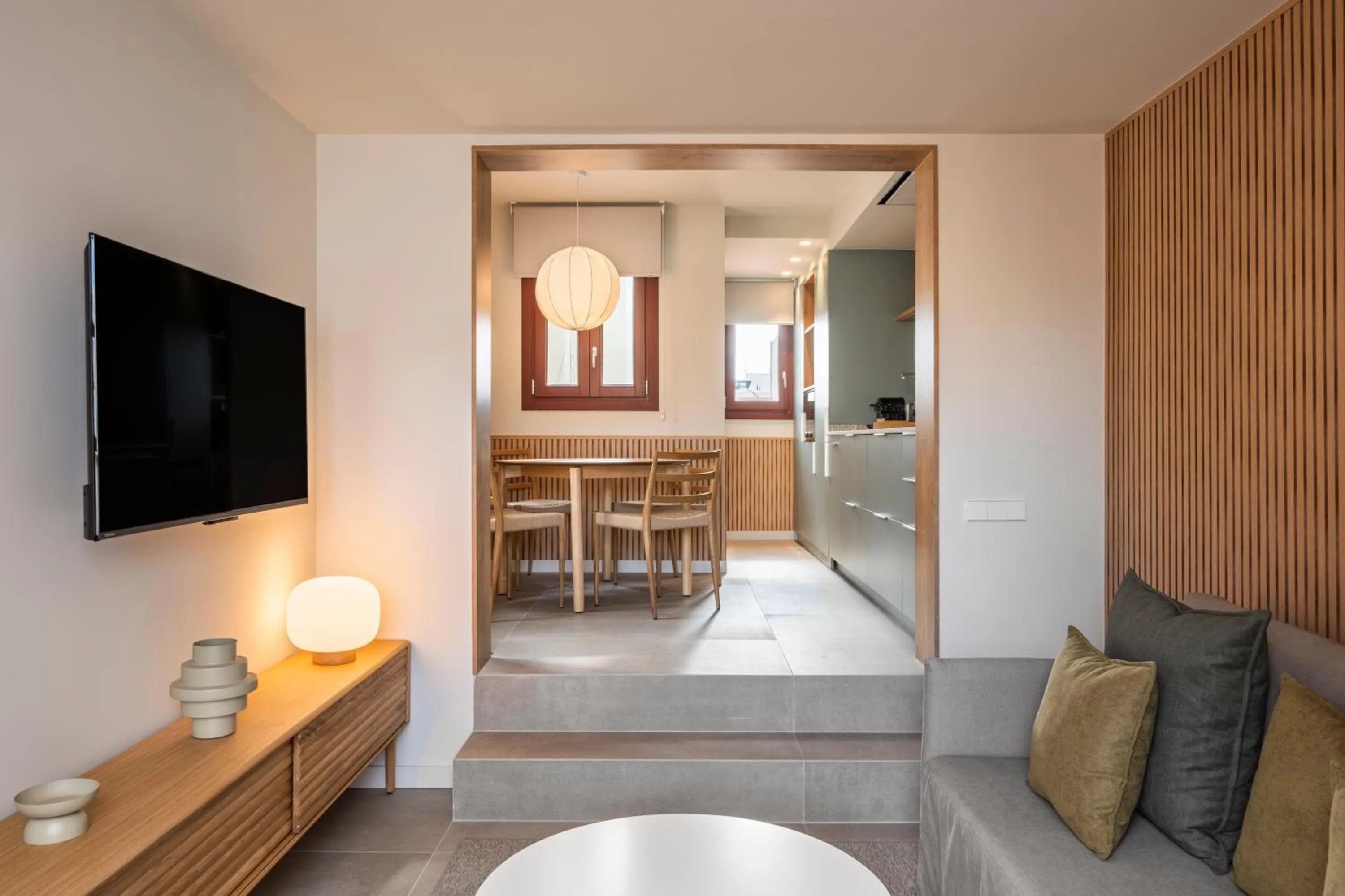 Living room in Aspasios Garden Apartments