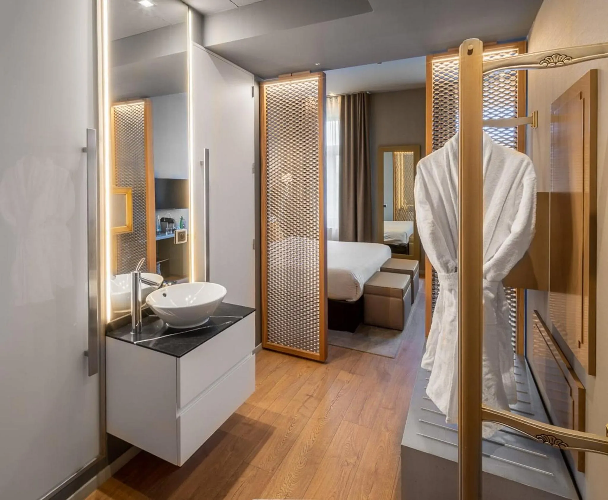 Bathroom, Bed in 987 Design Prague Hotel