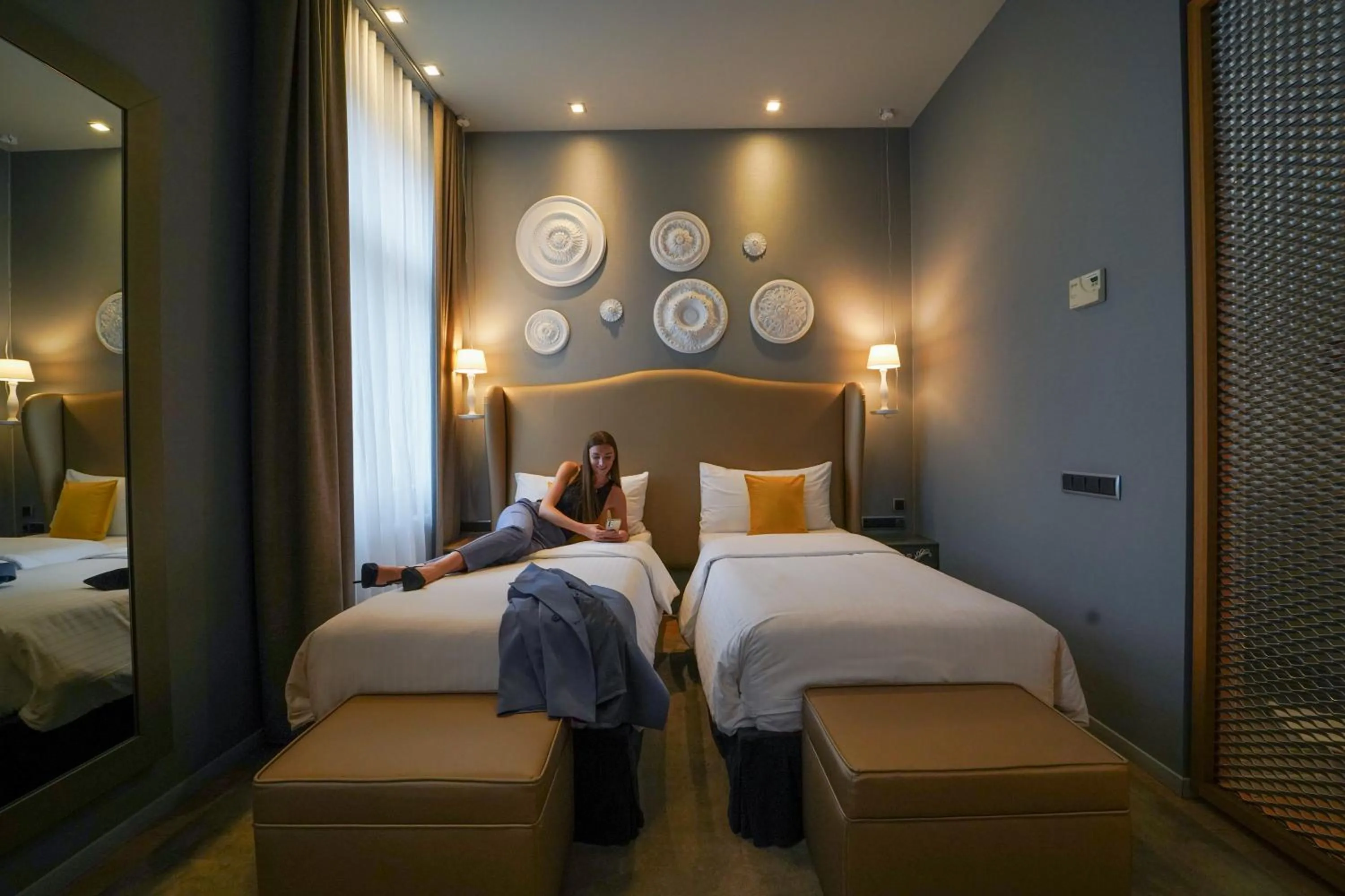 Bed in 987 Design Prague Hotel