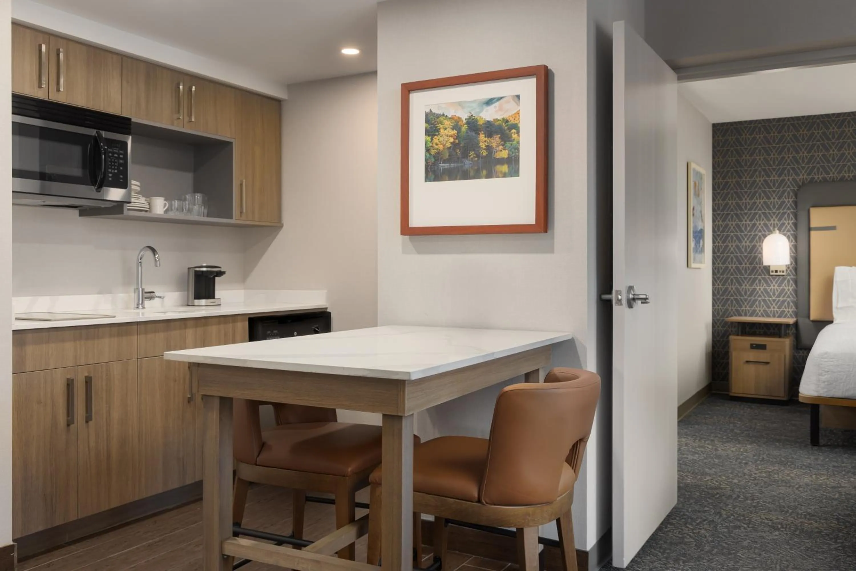 Dining area, Bed in Homewood Suites by Hilton Toronto-Ajax