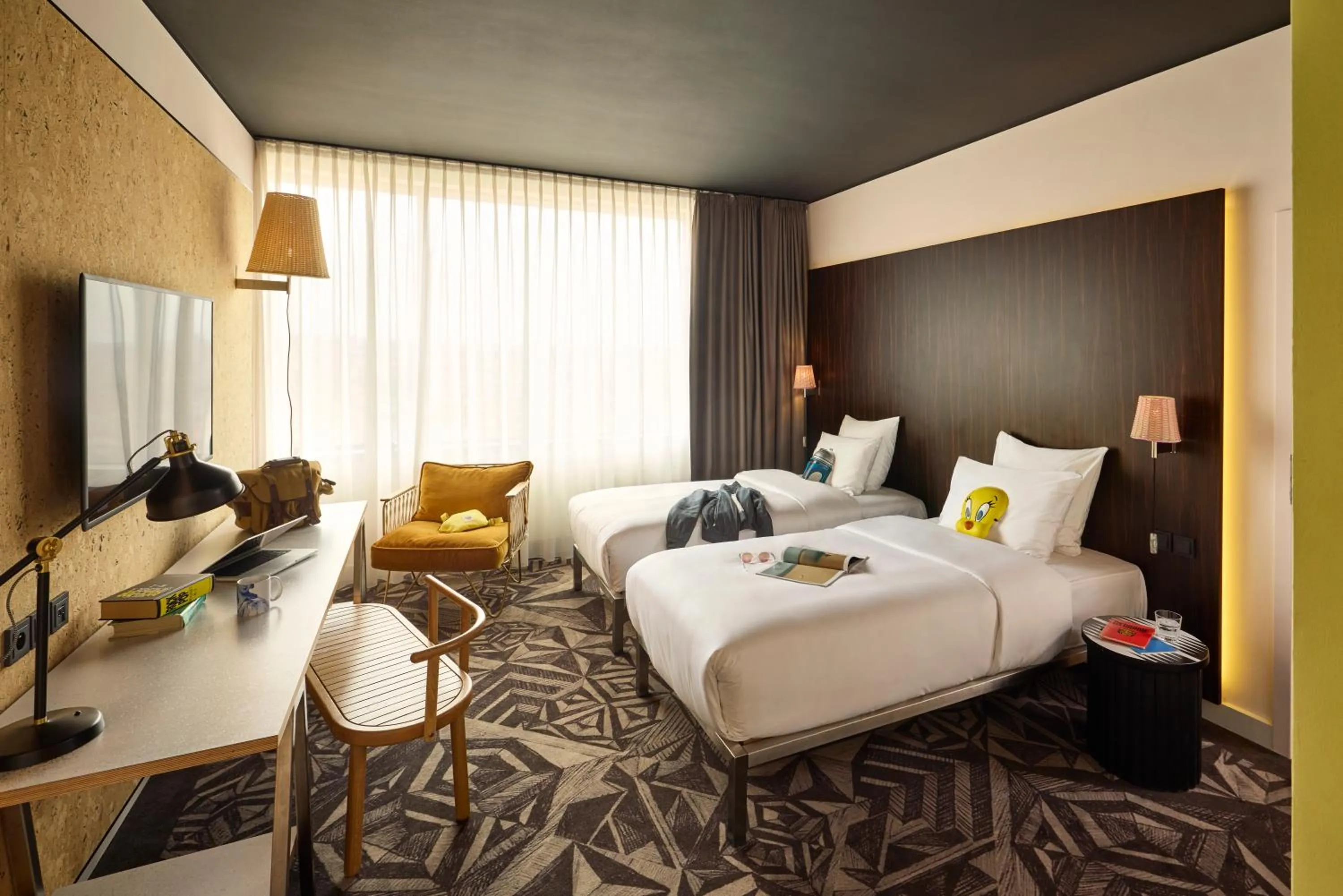 Bed in Mama Shelter Prague