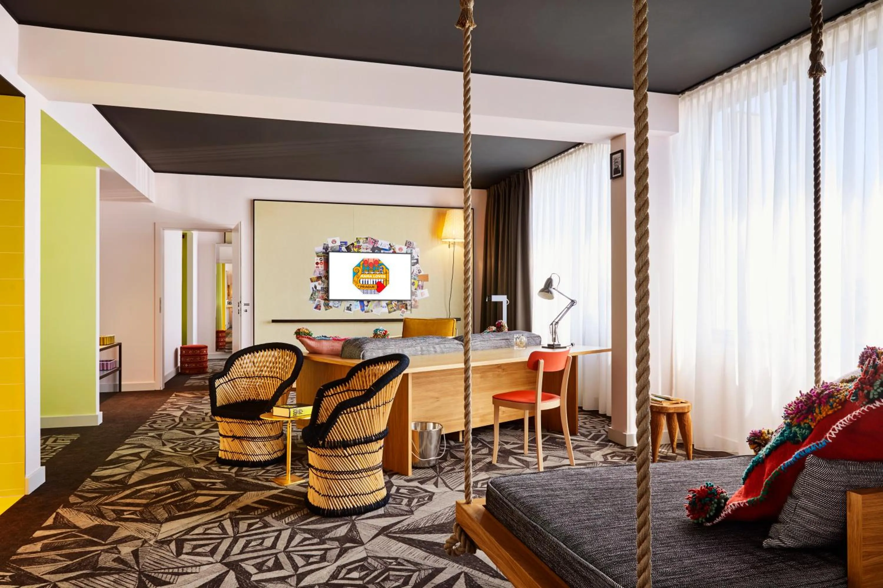 Bed in Mama Shelter Prague