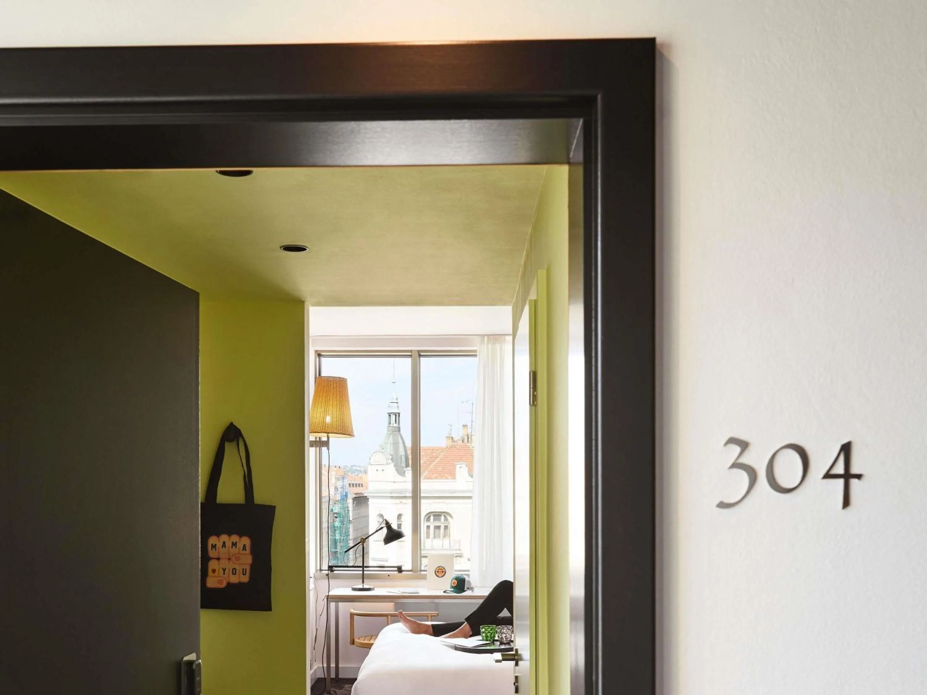 Bedroom in Mama Shelter Prague