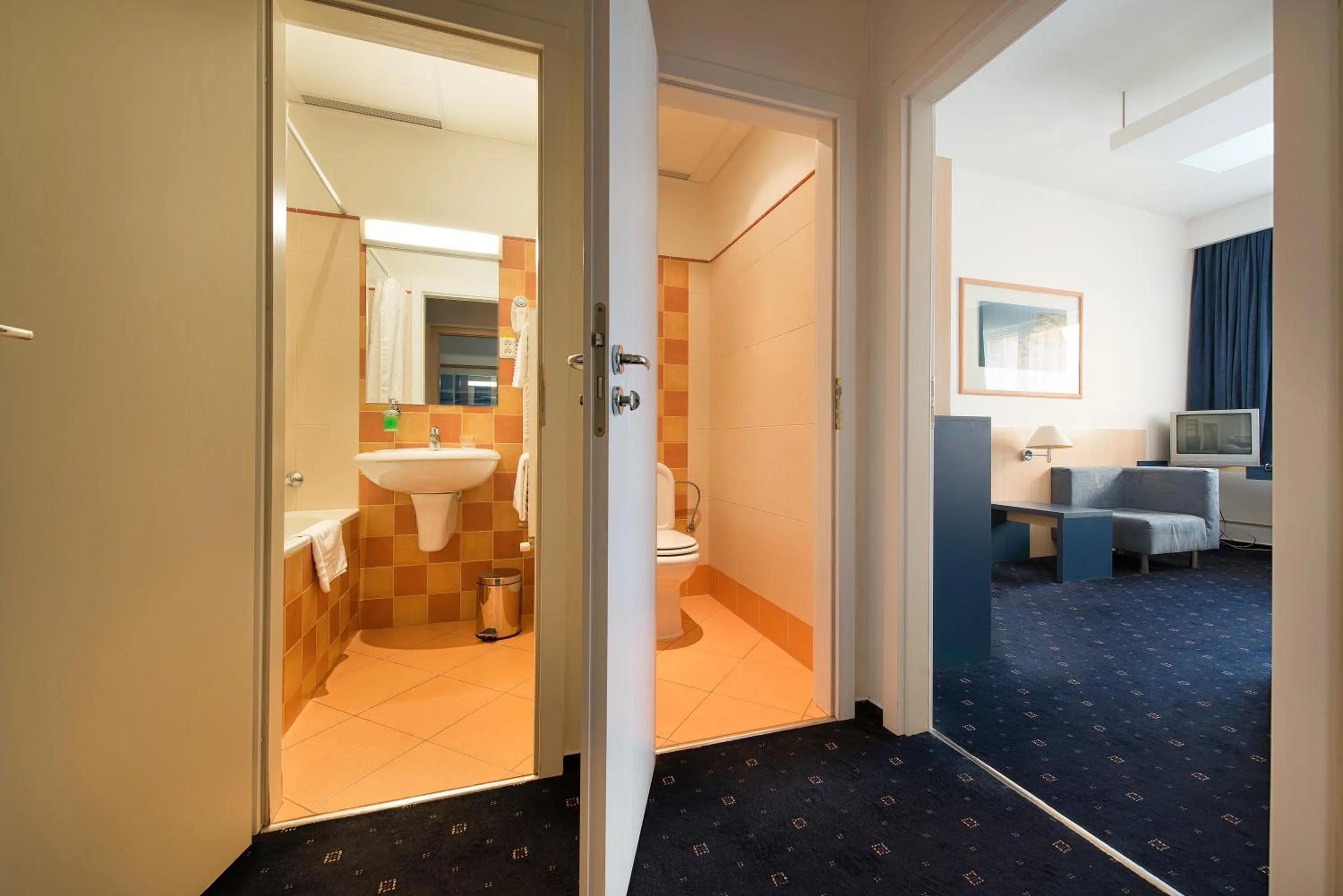 Bathroom, Bed in Hotel Grand Litava Beroun